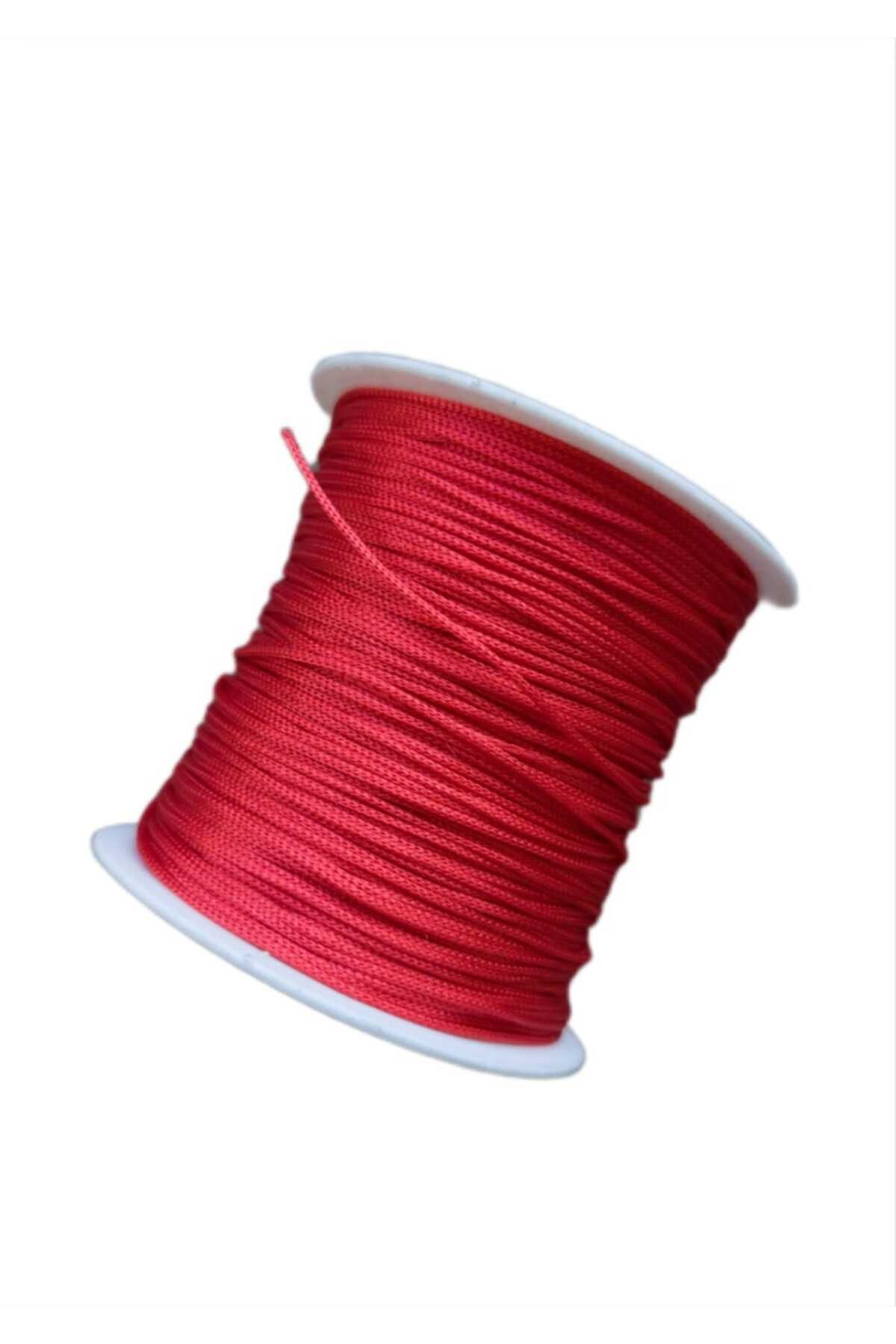Flag Red Color 100 Meters Parachute Macrame Bracelet Knitting Rope (1.0 Mm)