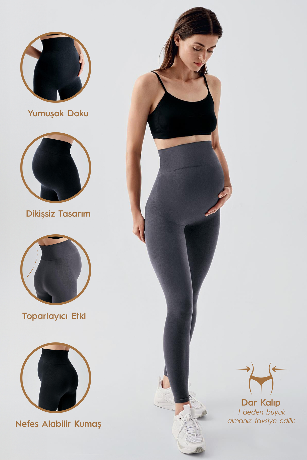 Artış Seamless (Dikişsiz) Yüksek Bel Toparlayıcı Ekstra Esnek Spor Hamile Tayt