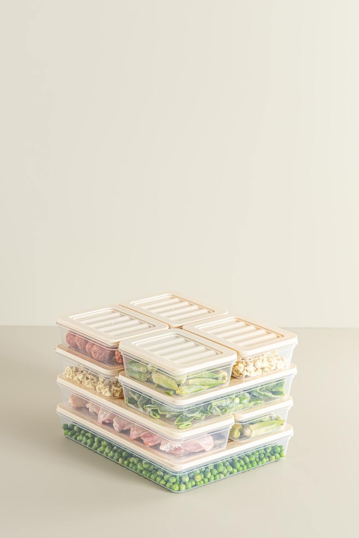 Nandy Home-مجموعة من 7 صناديق طازجة - حاوية تخزين مناسبة للميكروويف والتوزيع X1 2.4 لتر / X2 1.17 لتر / X4 0.6 لتر 3