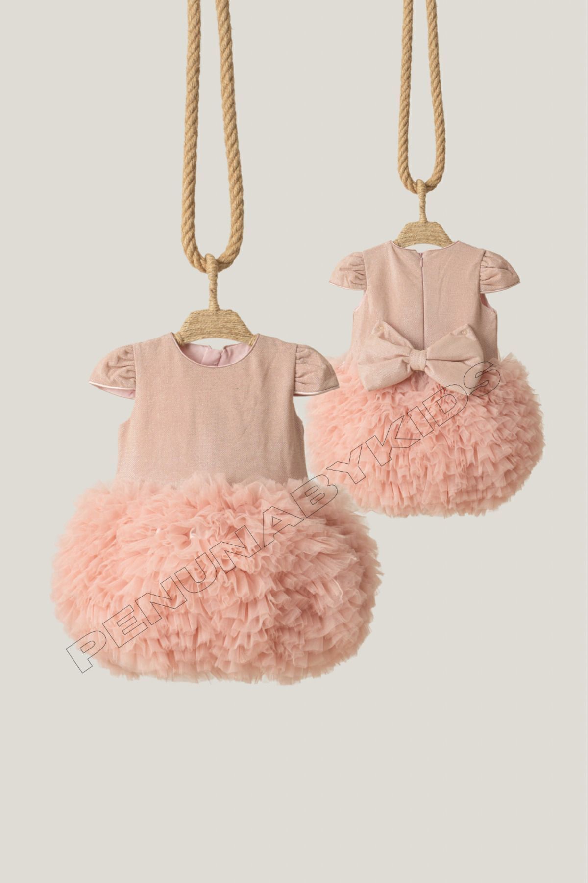 penu baby kids Pudra Tütülü Kısa Kol Kız Bebek Elbise - Princess fotoğrafı 5 (önizleme)