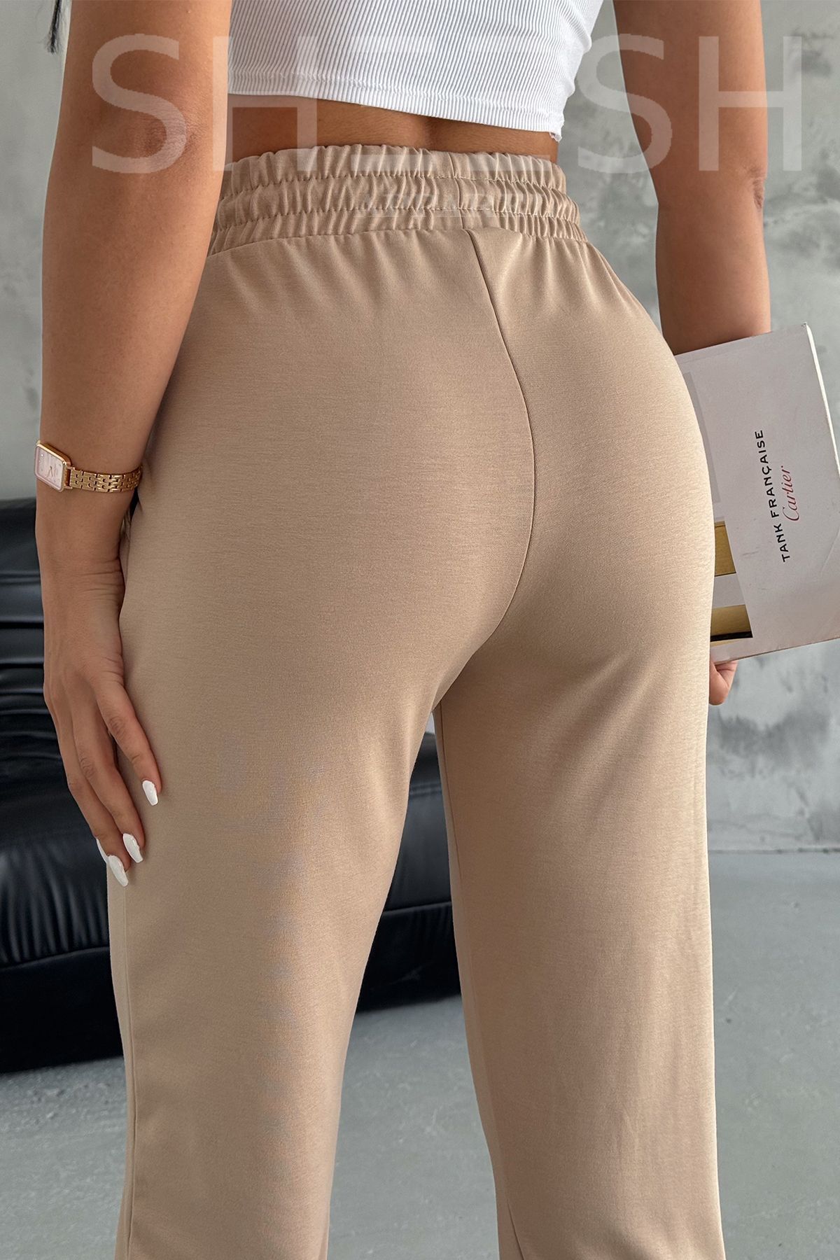 SHEESH APPAREL-CamEl ColorEd Soft TExturEd Modal JoggEr Pants - Elastic Waist and LEg SwEatpants 5