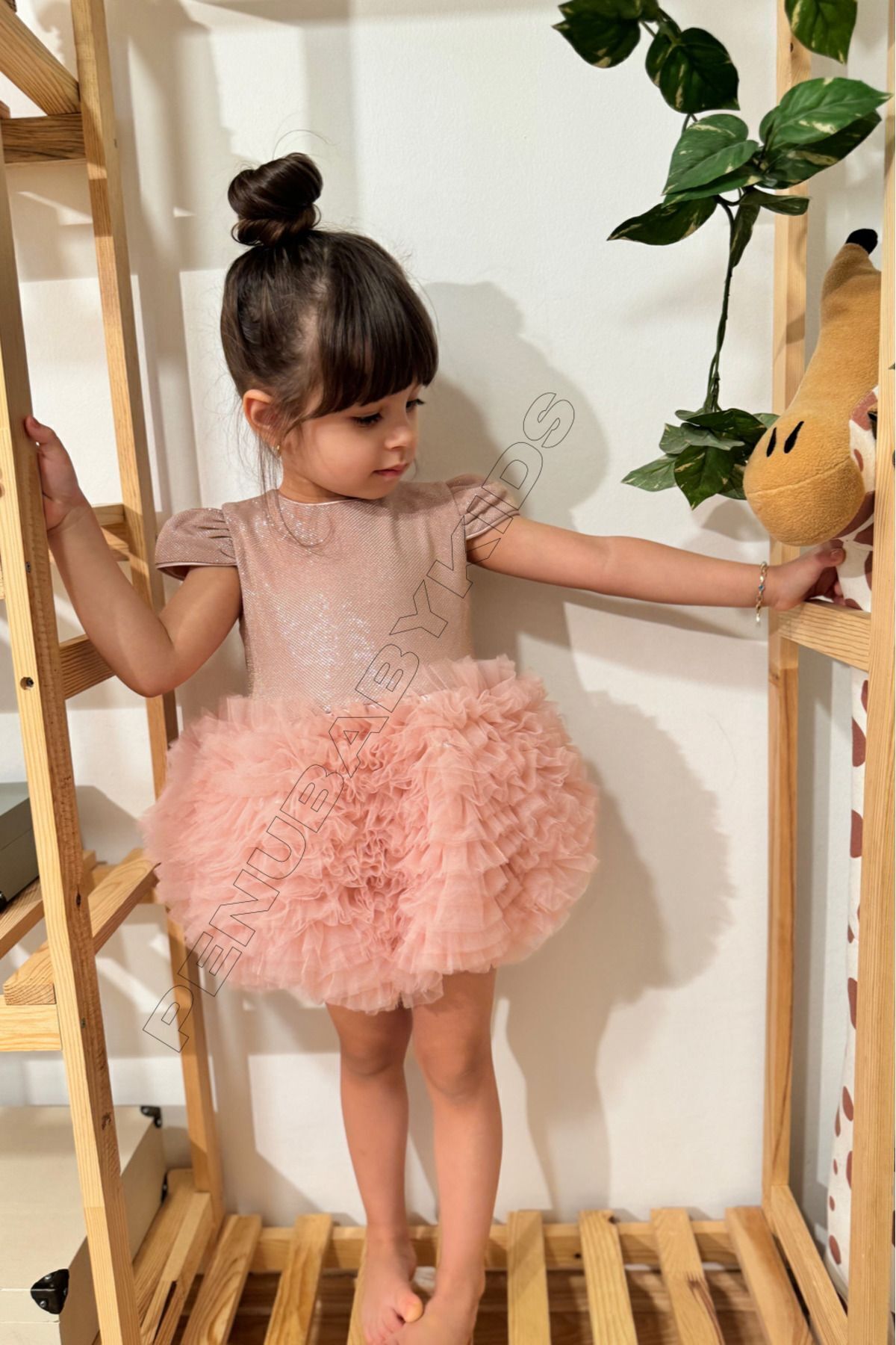 penu baby kids Pudra Tütülü Kısa Kol Kız Bebek Elbise - Princess fotoğrafı 4 (önizleme)