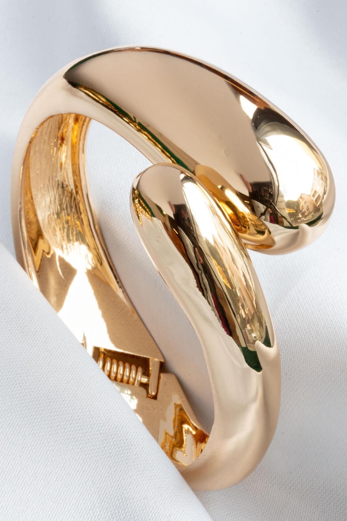 Nearsis-STEEL CLAMP BRACELET GOLD THICK BLOOM BRACELET 2