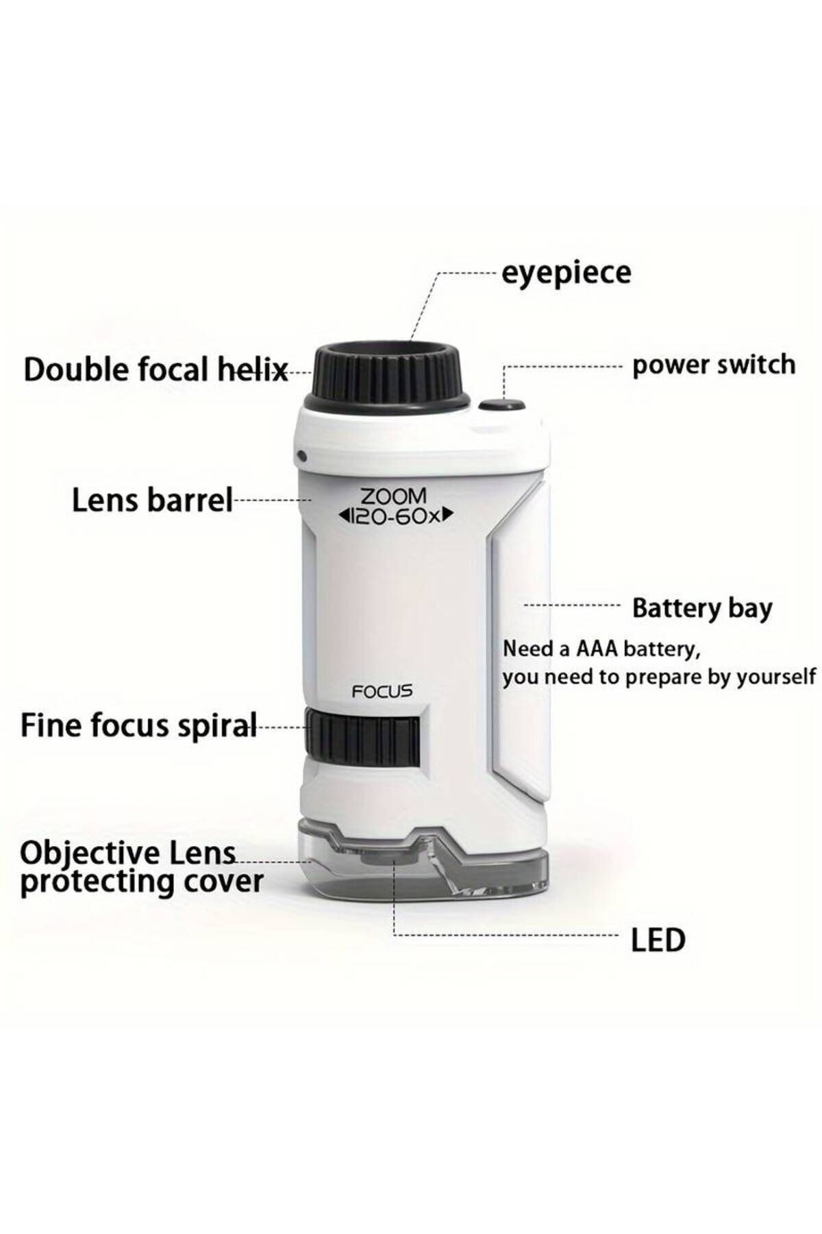 کیت میکروسکوپ کودکان، میکروسکوپ عملی، قابل حمل و دستی، ۶۰×۱۲۰×
