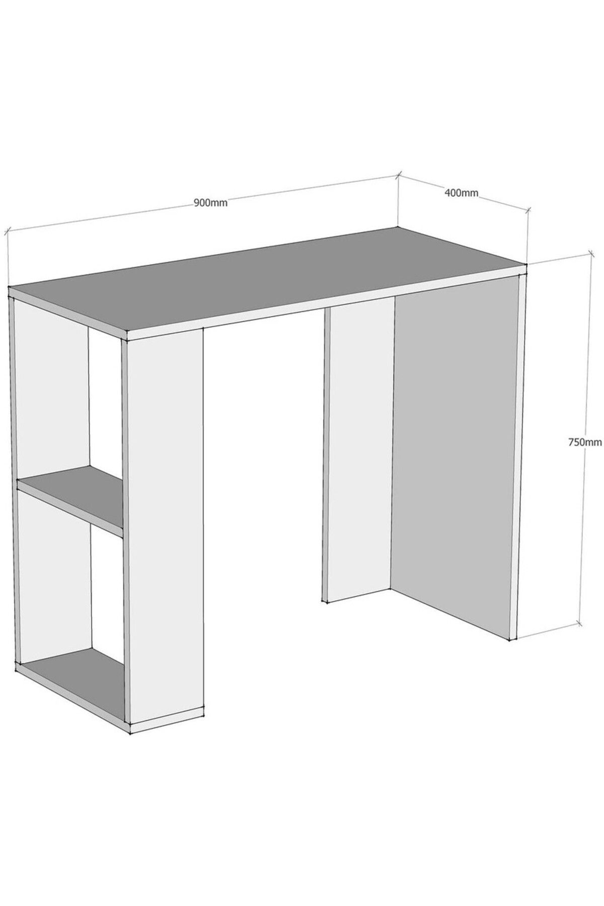 Modern home-Compact Study and Work Desk with Storage Shelves - Sleek and Functional Design White 5