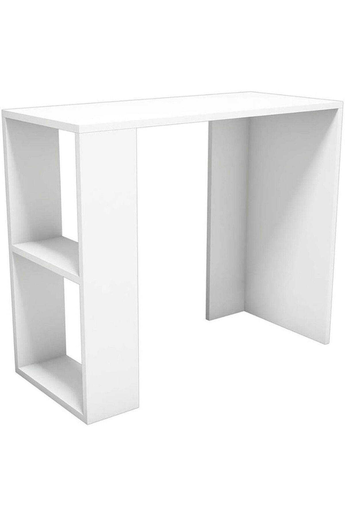 Modern home-Compact Study and Work Desk with Storage Shelves - Sleek and Functional Design White 4