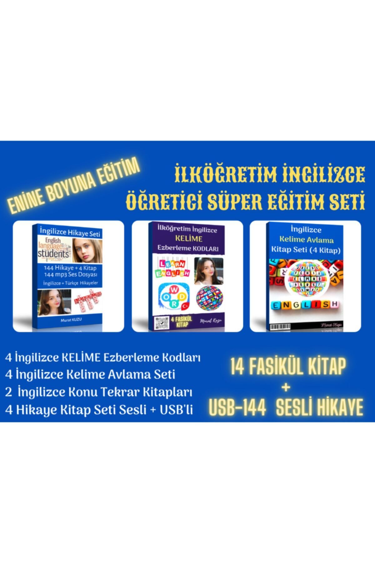 Enine Boyuna Eğitim İlköğretim Ingilizce Öğreten Süper Eğitim Seti (14 KİTAP 144 SESLİ HİKAYE USB) fotoğrafı 2 (önizleme)