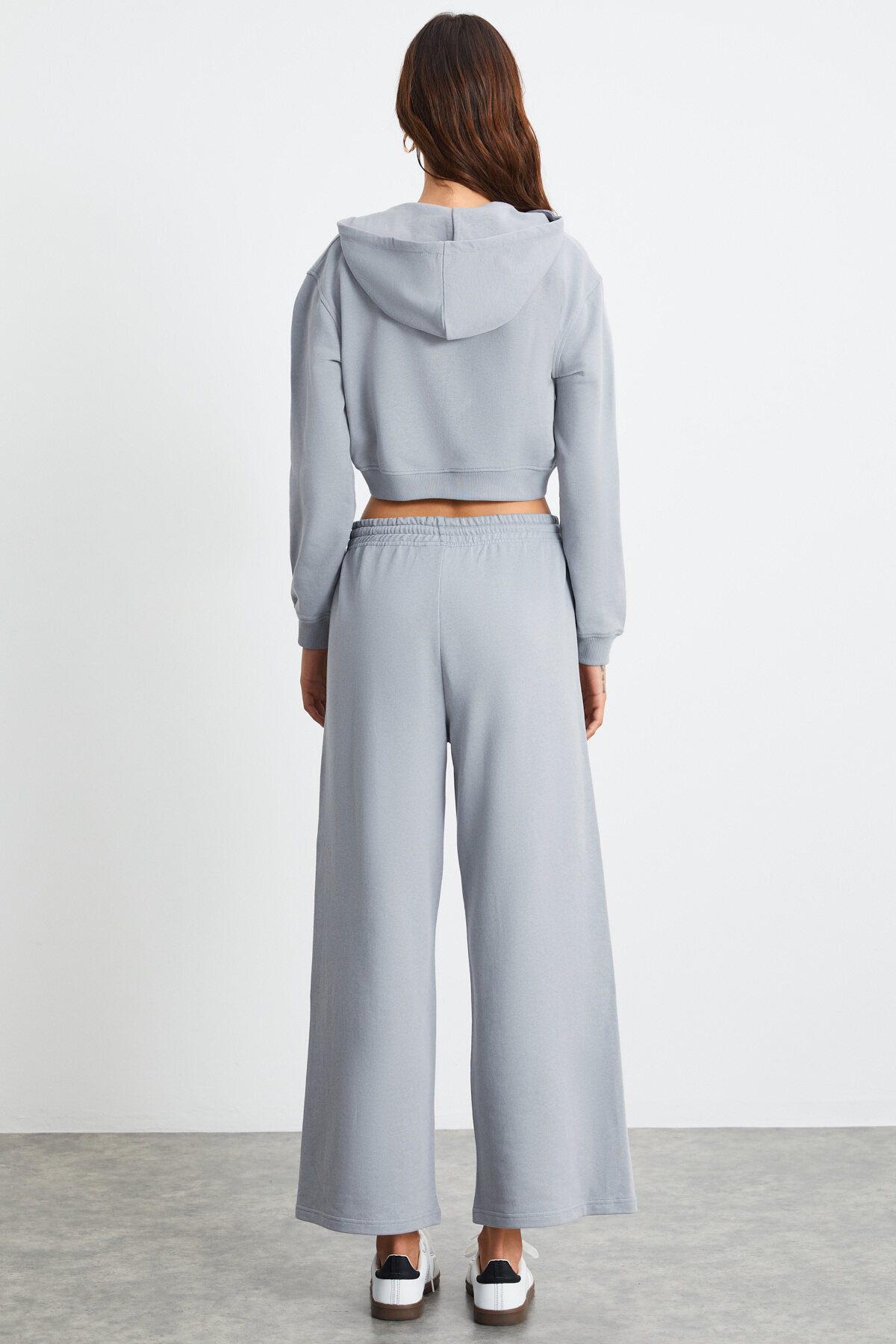 GRIMELANGE  ESTER Kadın 3 İplik Fermuarlı Grimelanj Crop Sweatshirt - Görsel 8