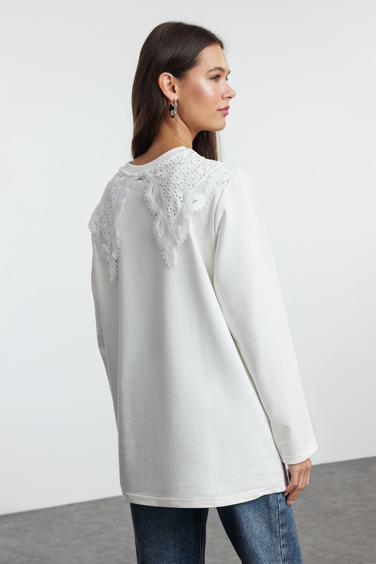 Trendyol Modest-Kötött tunika - Ecru gallérrészlet, TCTAW25UK00001 5