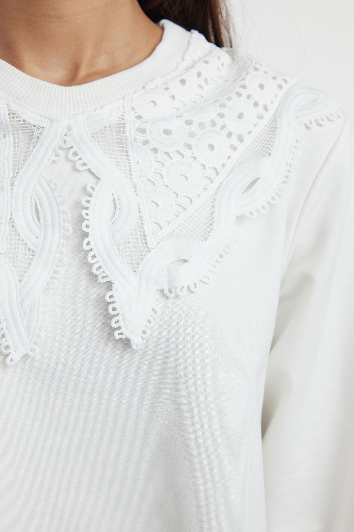 Trendyol Modest-Kötött tunika - Ecru gallérrészlet, TCTAW25UK00001 4