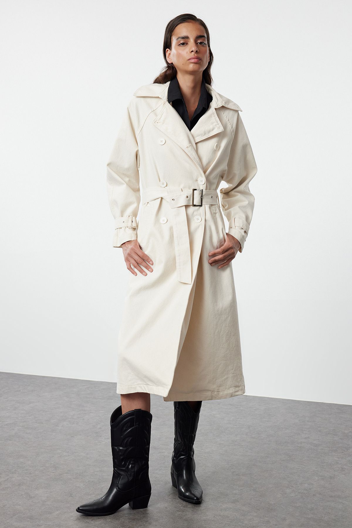 White Women Overcoat Trench Coat Styles Prices Trendyol