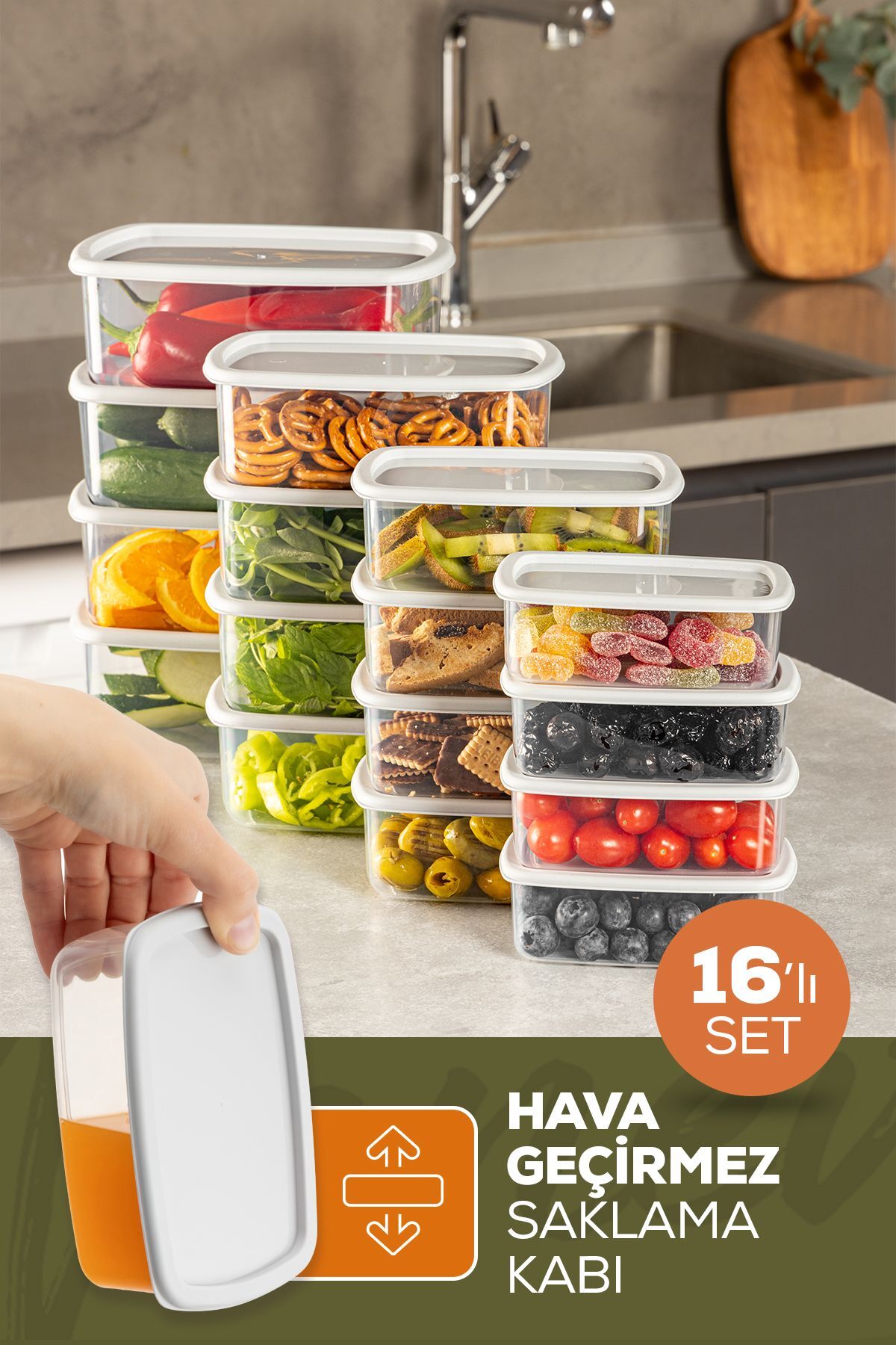 Vienev 16'lı Hava Geçirmez Saklama Kabı Seti Gri 4x(250-500-750