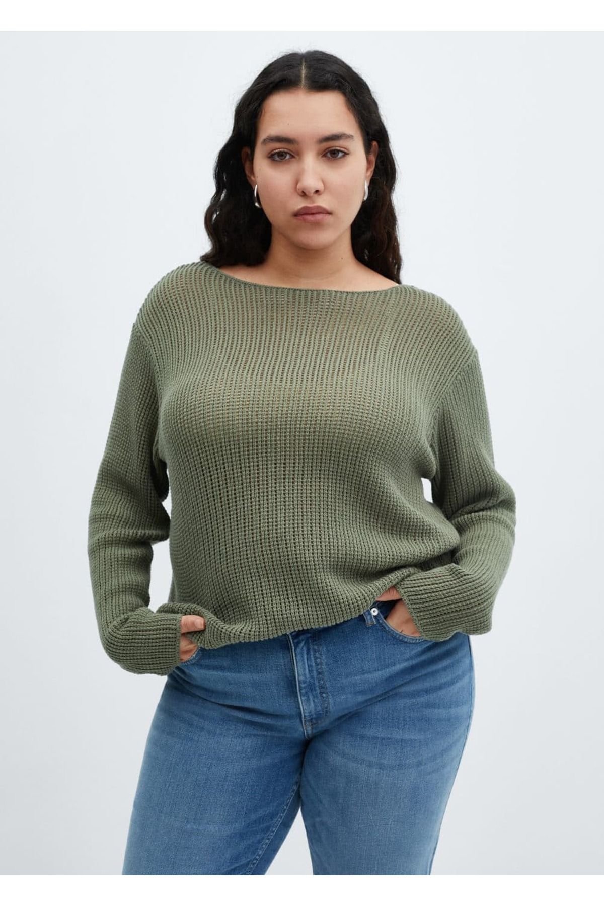MANGO Woman-pletený svetr - Lodní límec 7