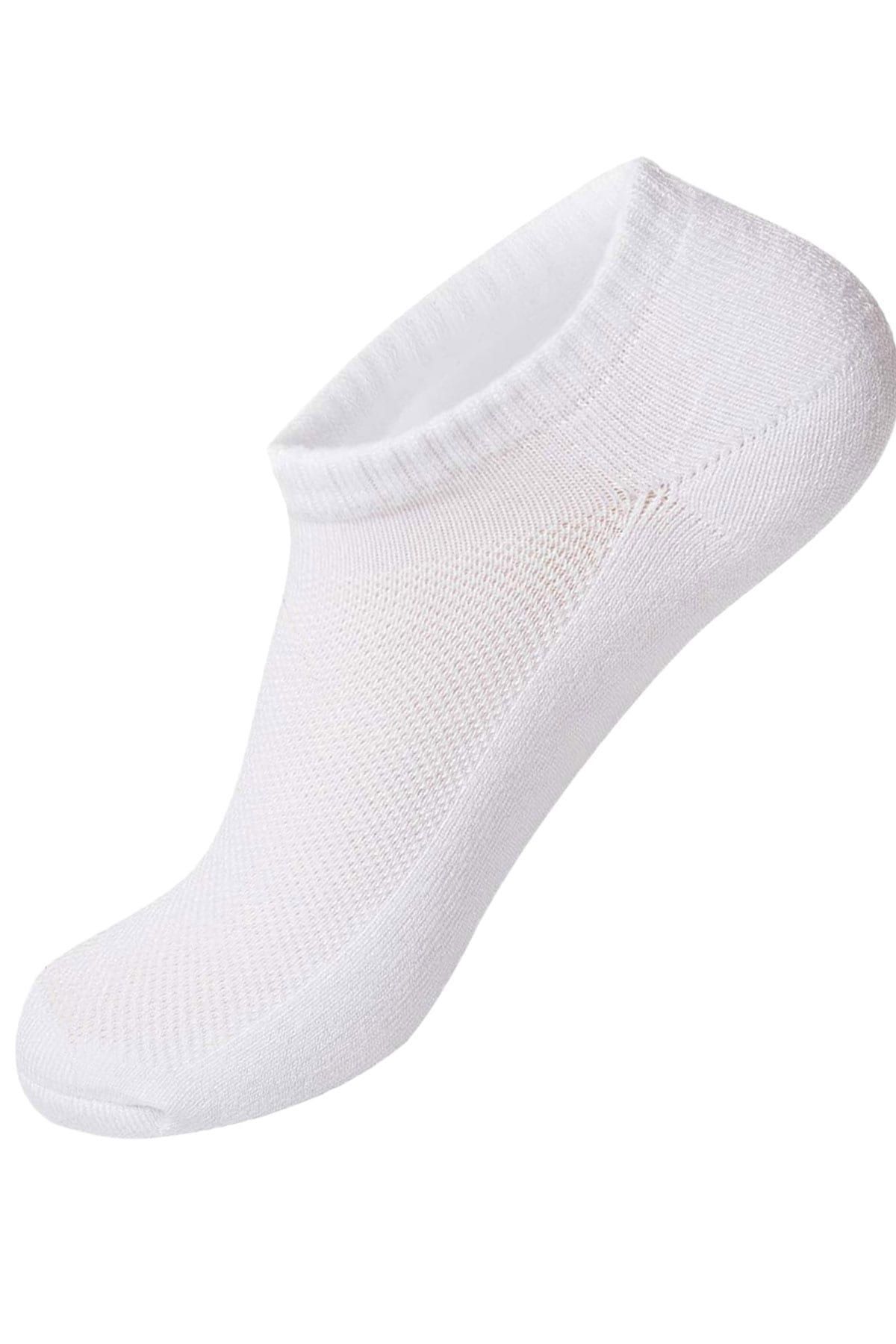 Unisex Beyaz Cotton Sneaker Spor Çorap 8 Çift