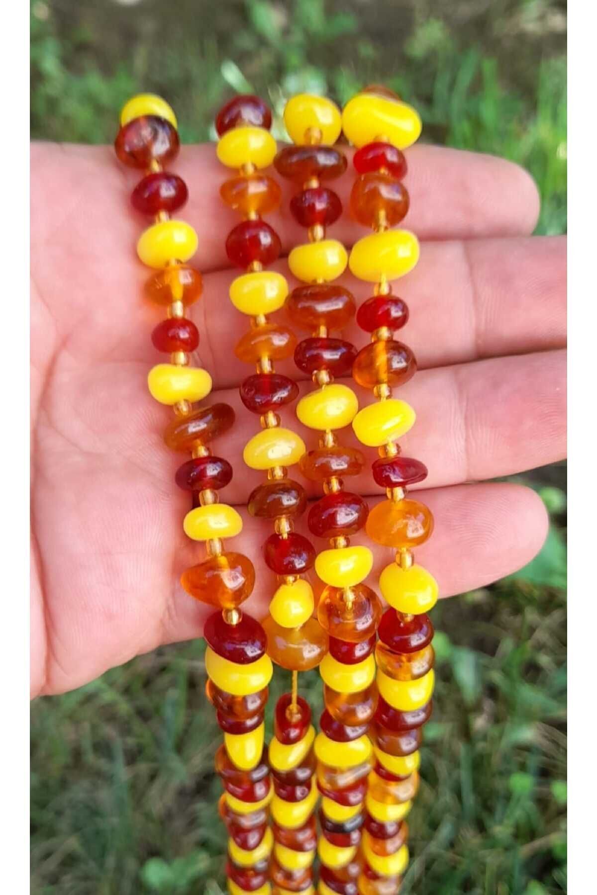 Original Amber 3 Separate Colors in 1 String. 1 String approx. 50-52 pcs.