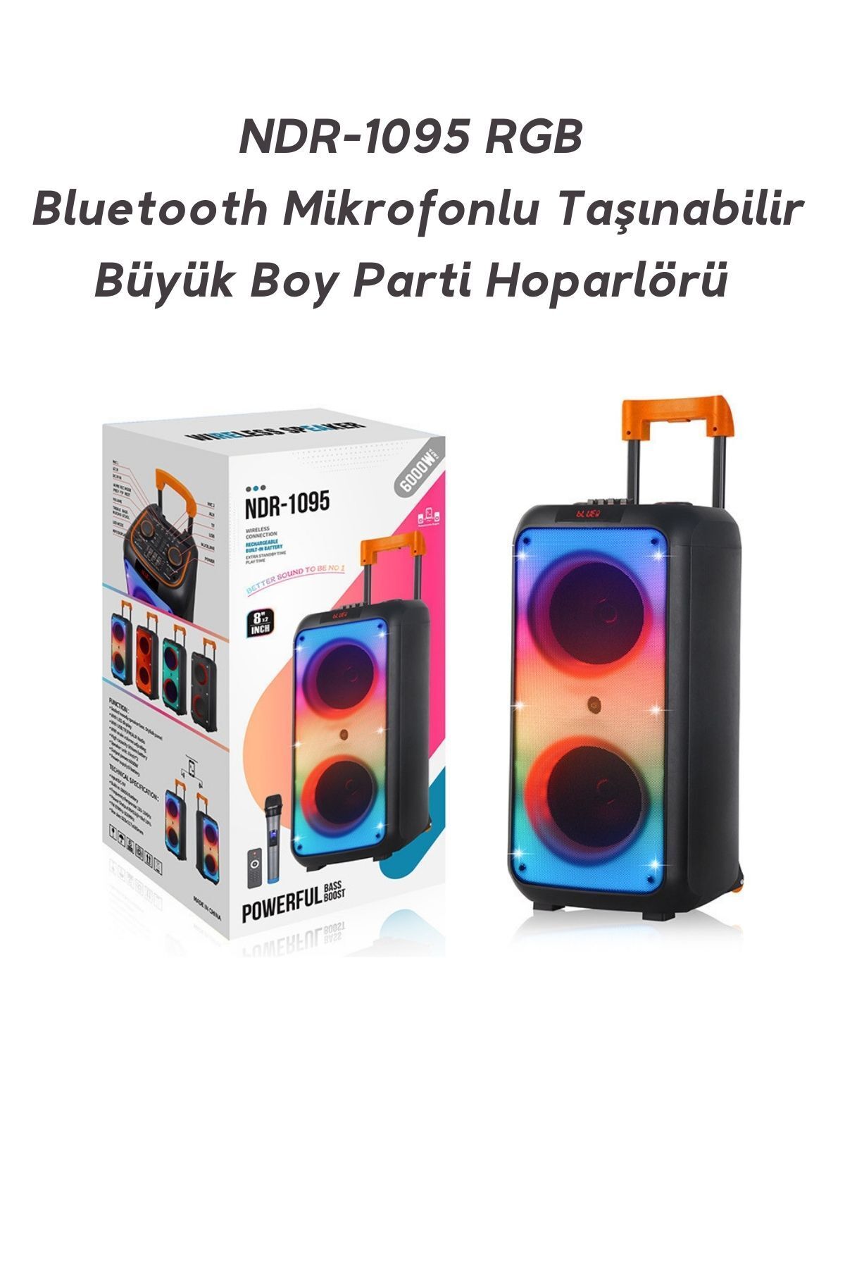 Bluetooth Hoparlör Parti Hoparlörü Karaoke Mikrofon Hediyeli Işıklı Ses Bombası  Usb Sd Girişli