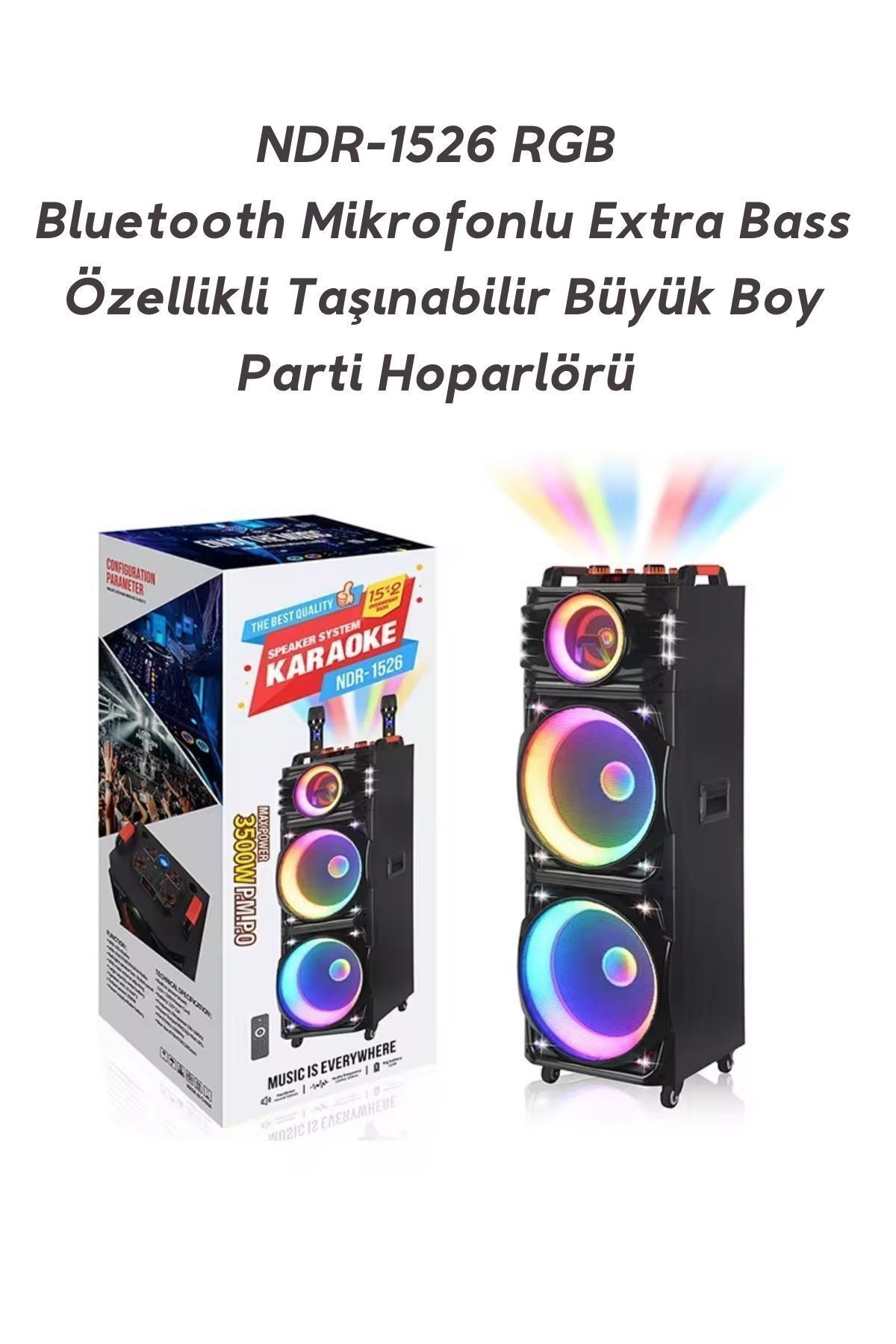 Bluetooth Hoparlör Parti Hoparlörü Karaoke Mikrofon Hediyeli Işıklı Ses Bombası  Usb Sd Girişli