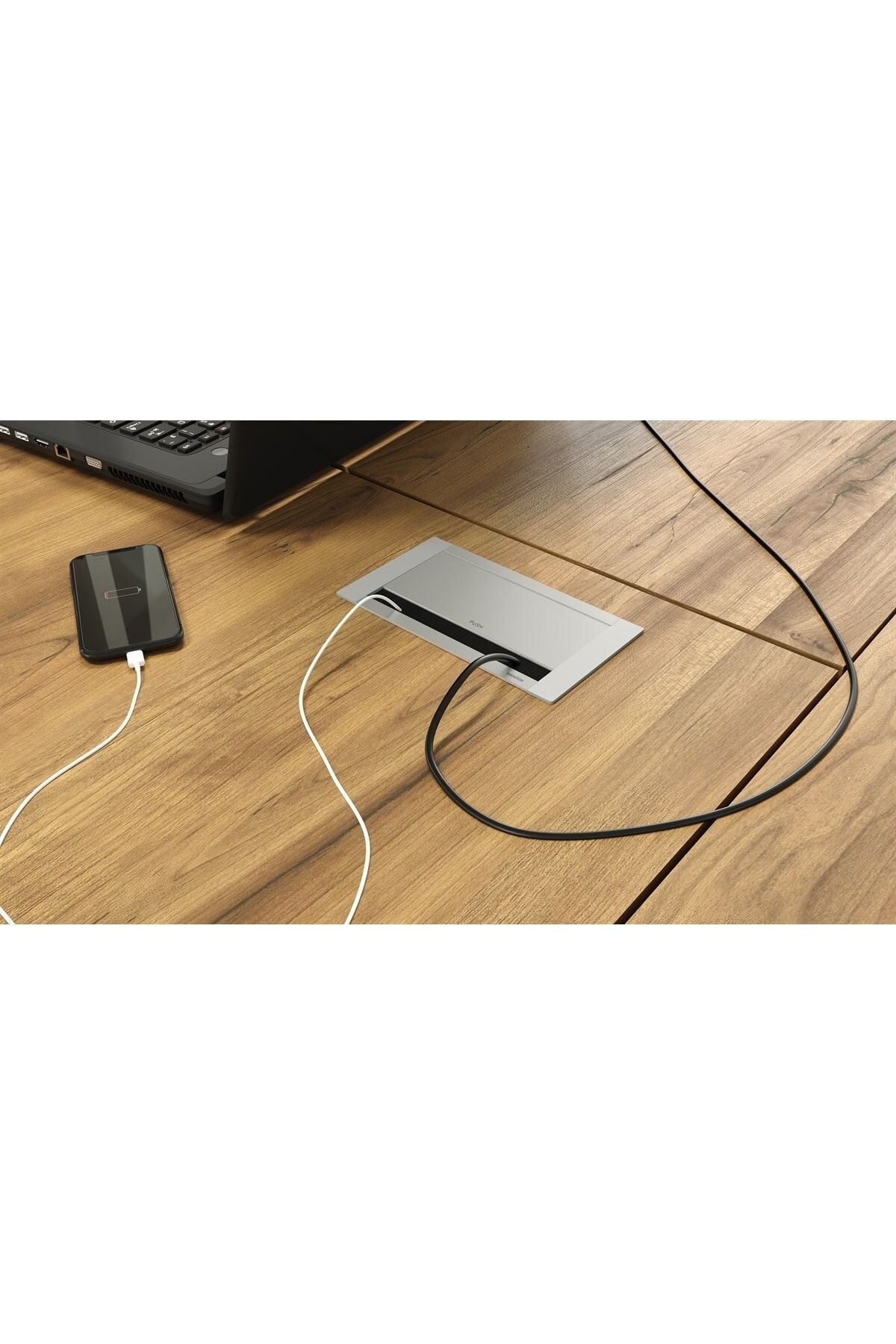 metalline-® Push-line Push-open Desktop Socket Box - Natural Anodized 3
