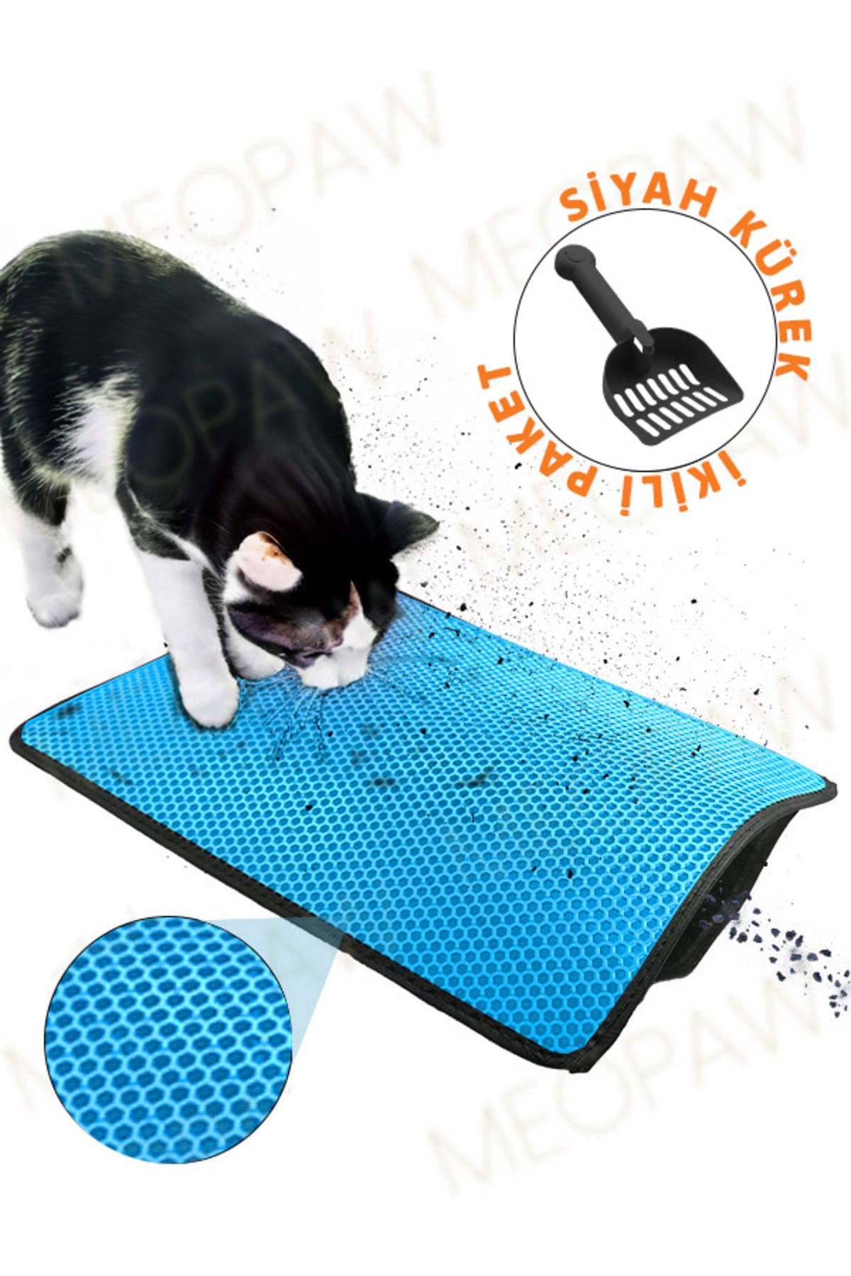 Double layer cat litter mat with free shovel clearance