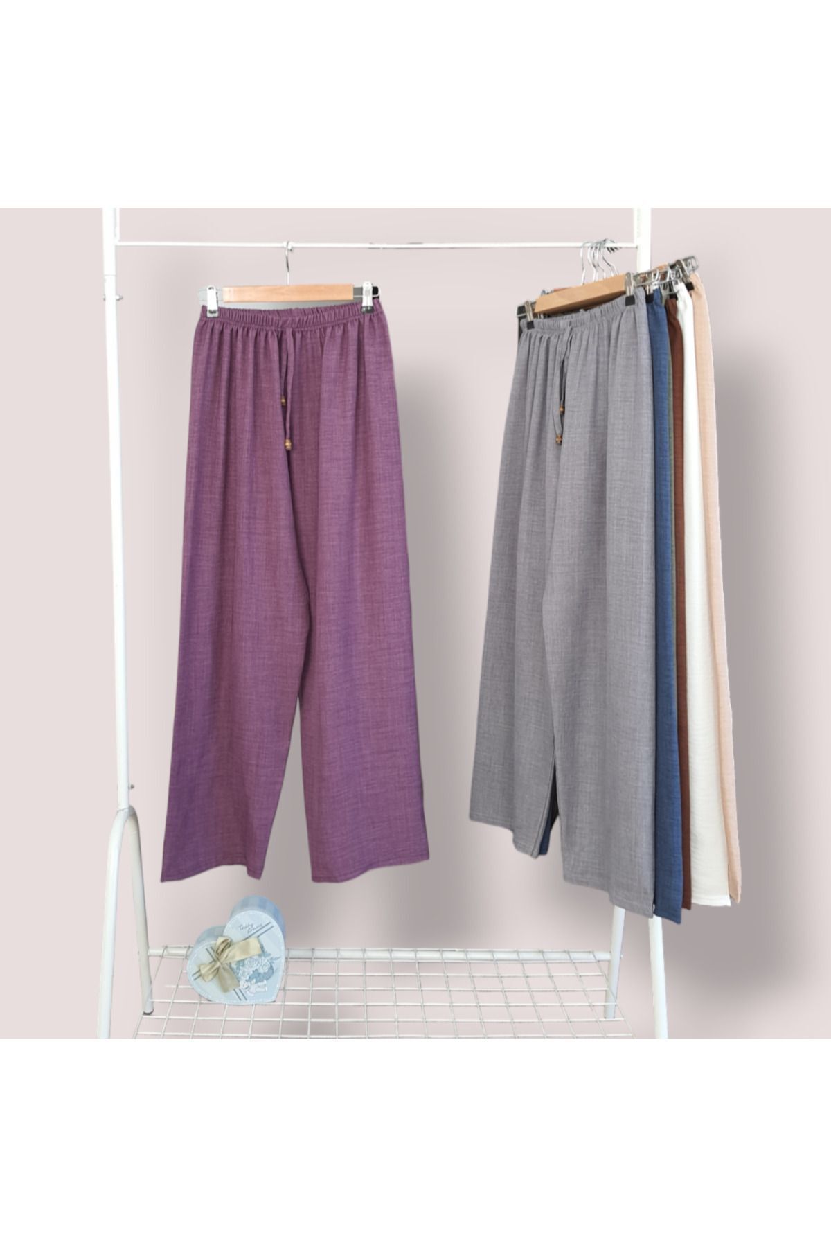 ENDAMIM-Plus Size ComfortaBle Linen Trousers - No Pockets and Elastic Waist Size 40-50 3