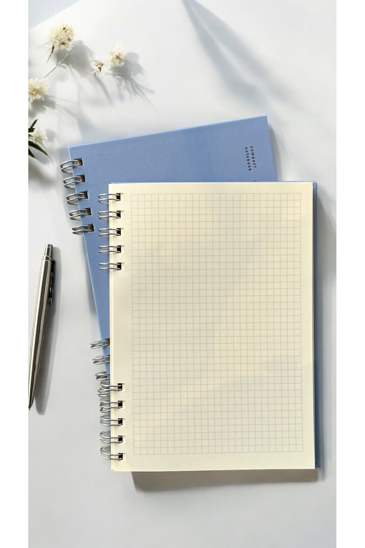 Fark Tanıtım-The Notebook Series Spiraled 80 Sheets Checkered A5 Notebook (Placid Blue Cover) 7