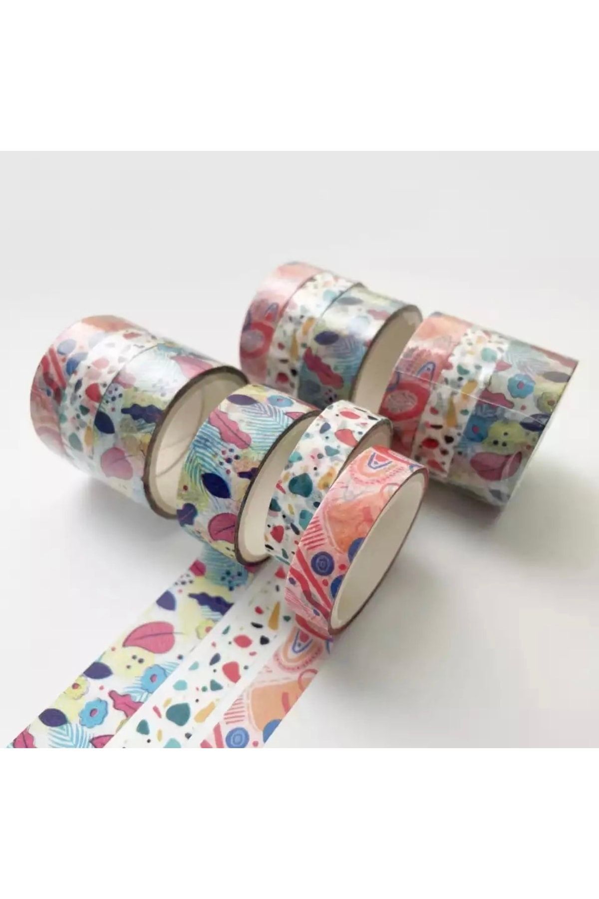 Soft Color Geometric Patterned Paper Tape-3 (1.5cmx3) (1cmx3)(1cmx3)
