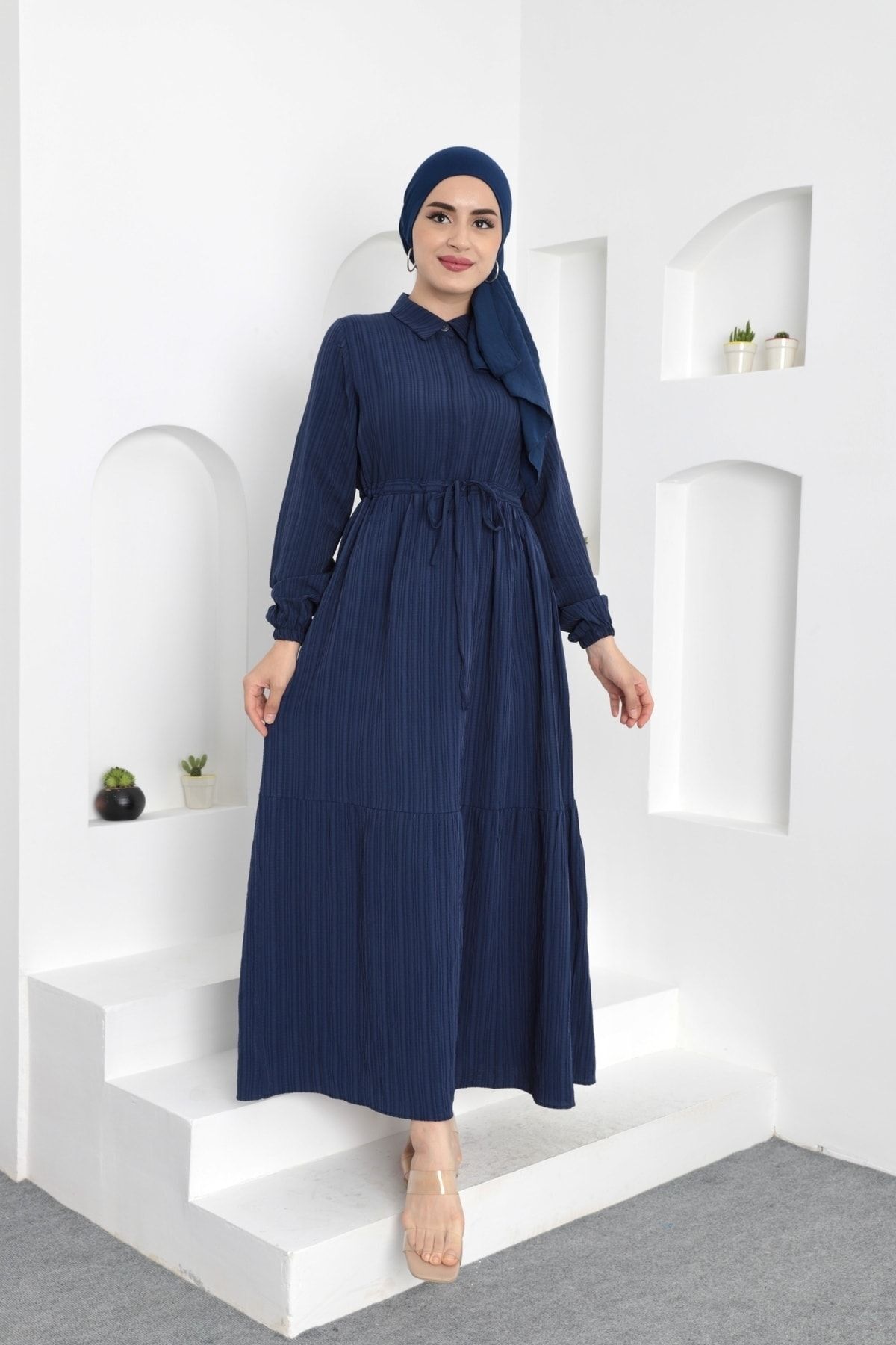 ENSA TESETTUR Asya Belbağcıklı Tesettür Elbise