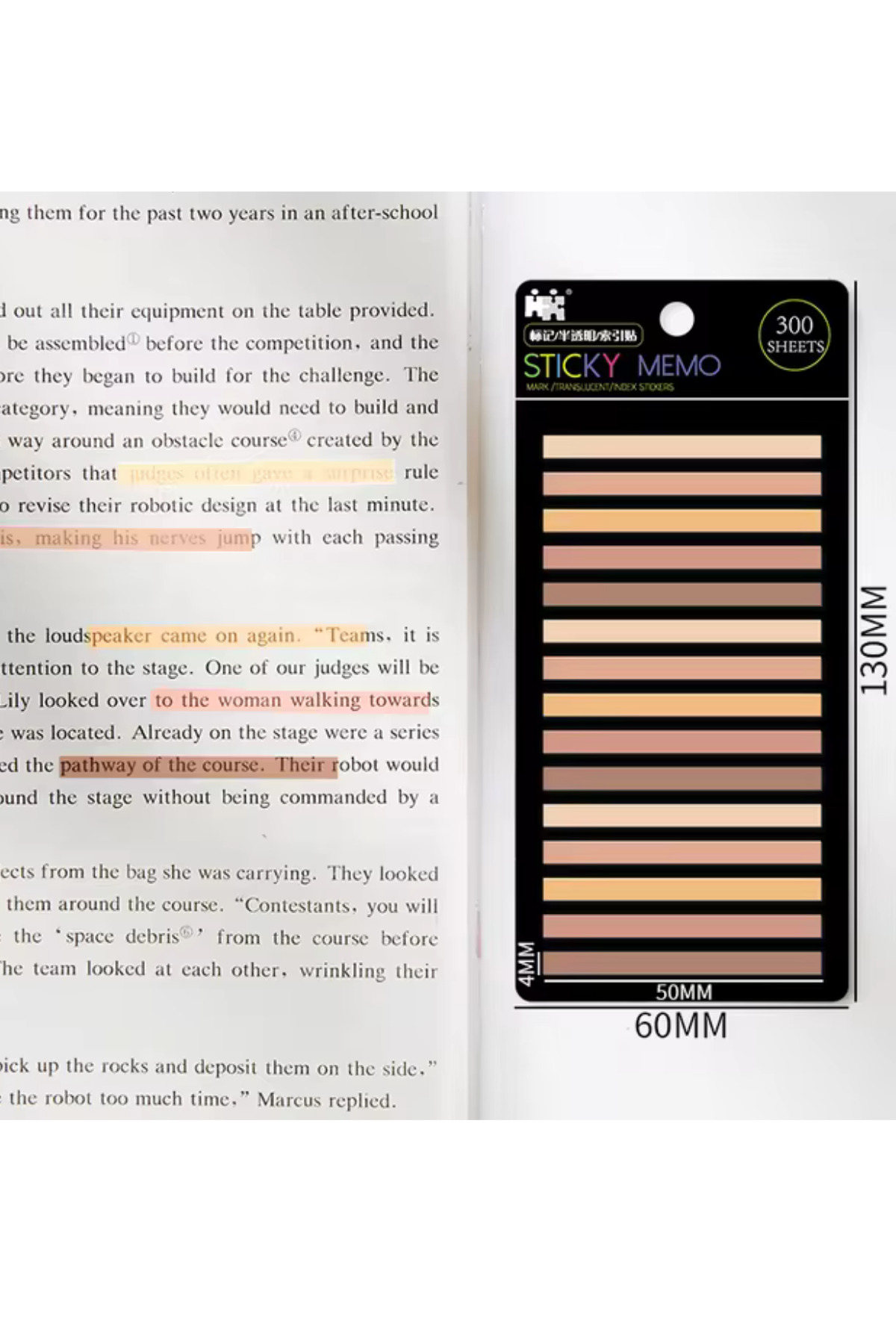 NaSaDAN Şerit Şeffaf Sticky Postit Not Kağıdı Karamel Tonlar 300 Yaprak