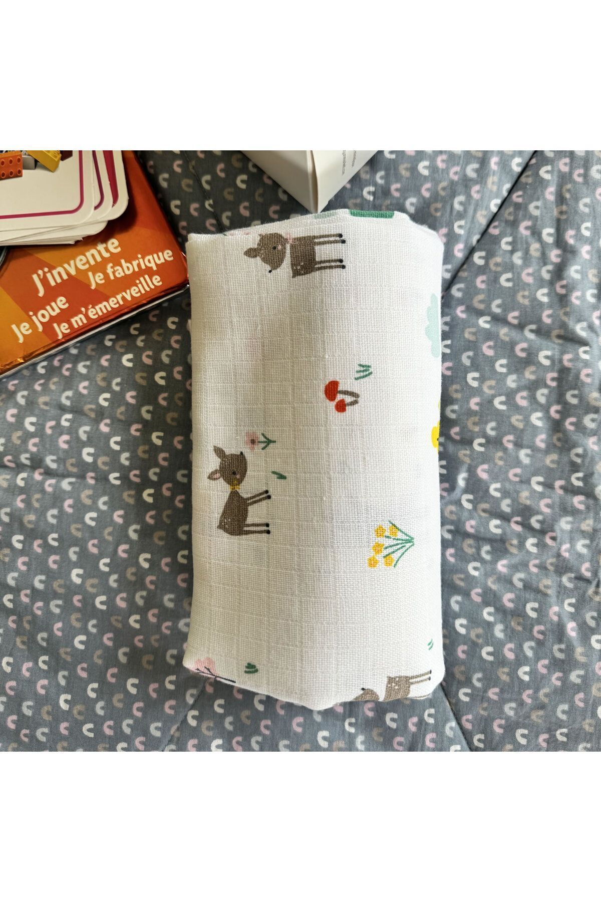 Muslin Diaper Baby Blanket with Bambi Figure