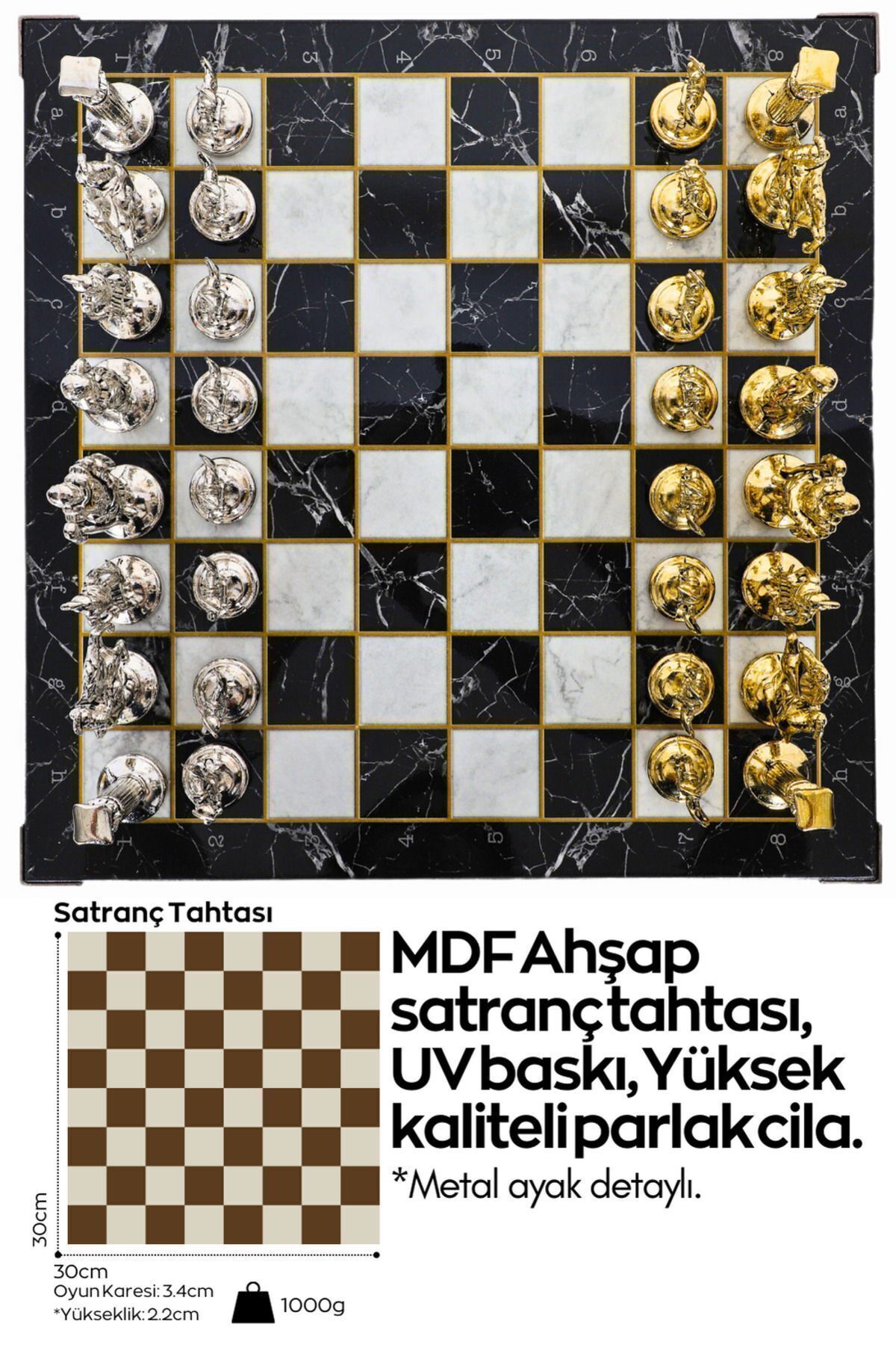 Cooper Chess-Metal Chess Set| 30cm Marble Patterned Chessboard| Ancient Roman Empire with Caesar Figure 3