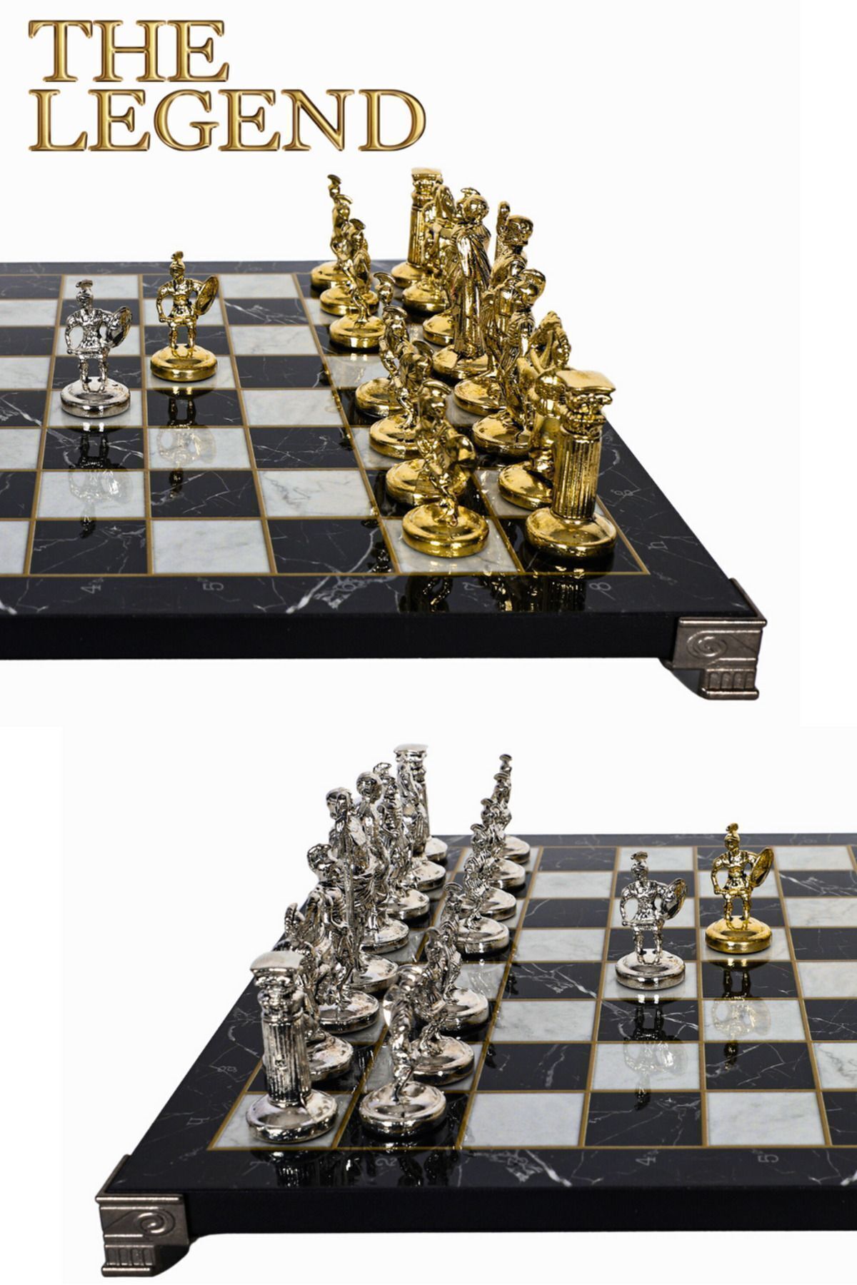 Cooper Chess-Metal Chess Set| 30cm Marble Patterned Chessboard| Ancient Roman Empire with Caesar Figure 5