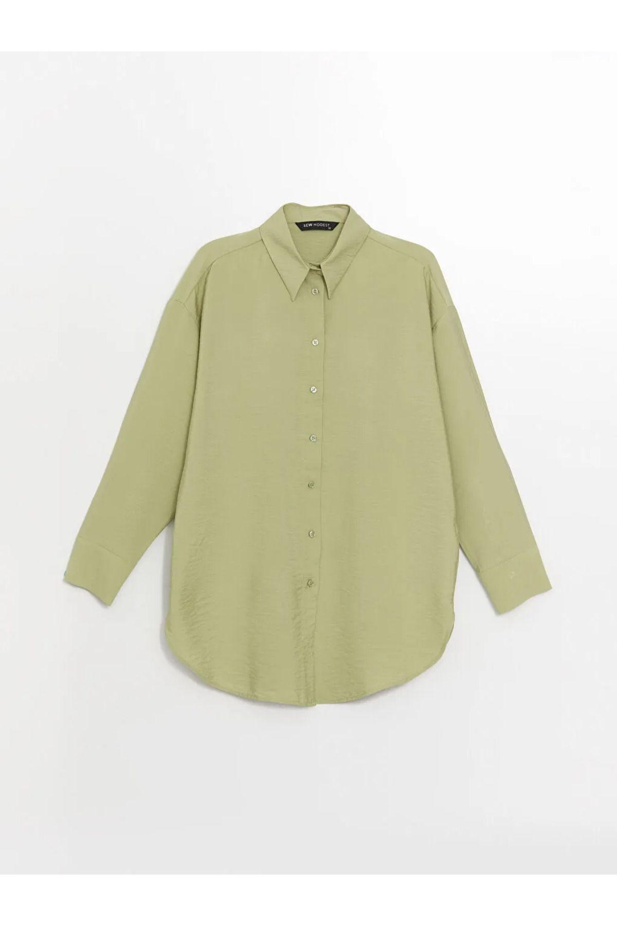LCW Modest Yeşil Düz Oversize Kadın Gömlek Tunik - 3