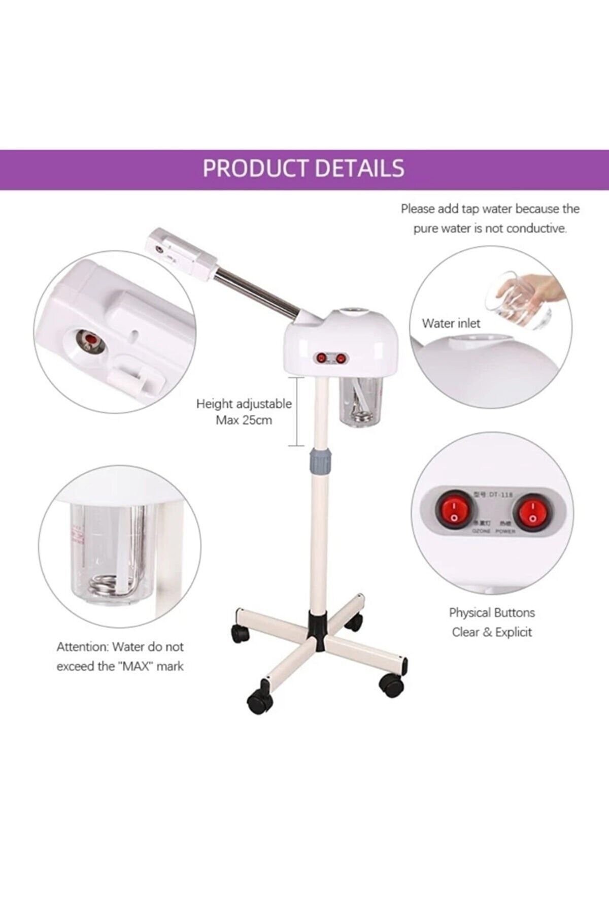 Genel Markalar Vapazon Ozonlu Sıcak Buhar Makinası Ayaklı Dokunmatik Ekran