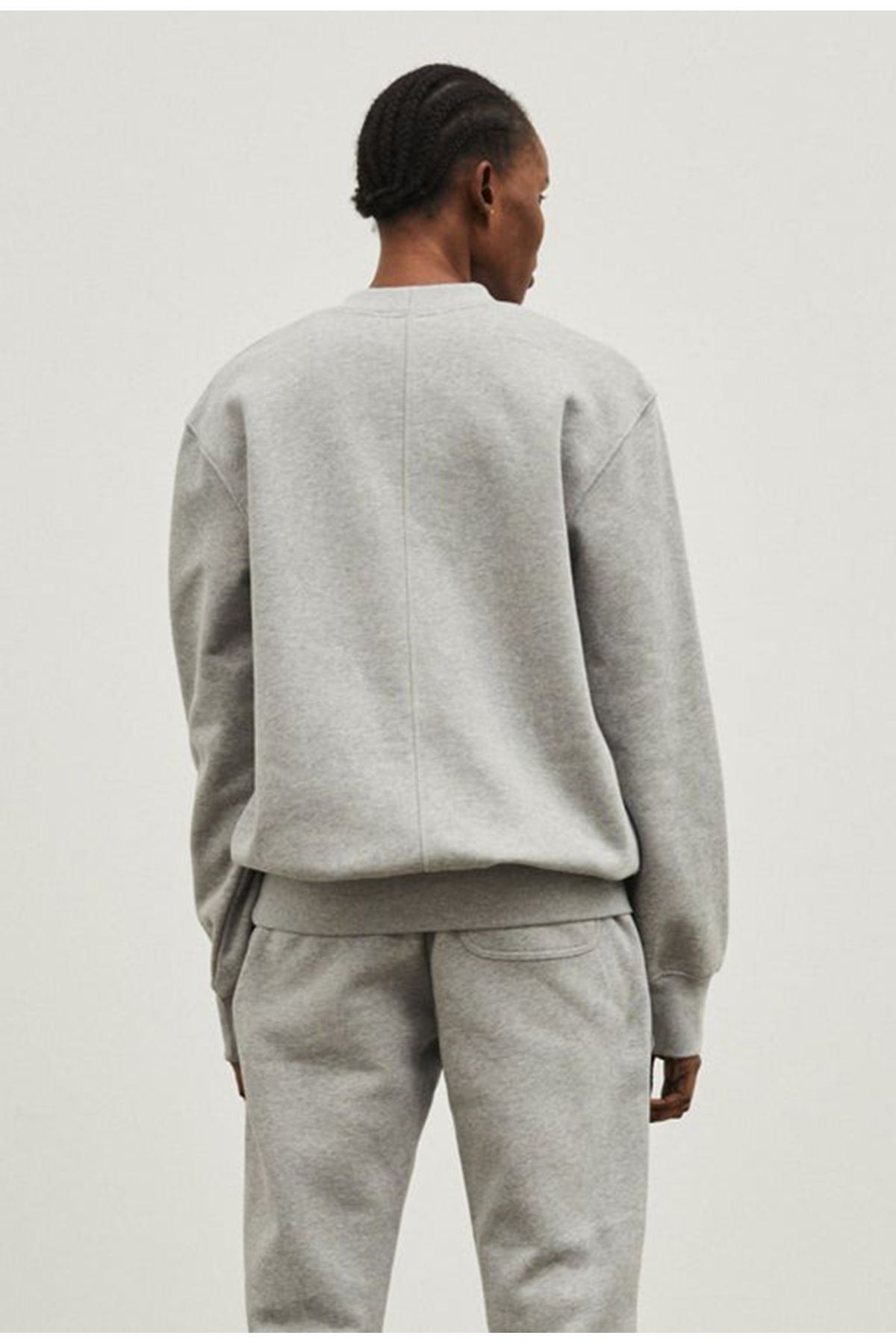 Mythologie-Sport Tracksuit Set - Gray Printed Suit Jogger Sweatshirt Elastic Leg Crew Neck 4