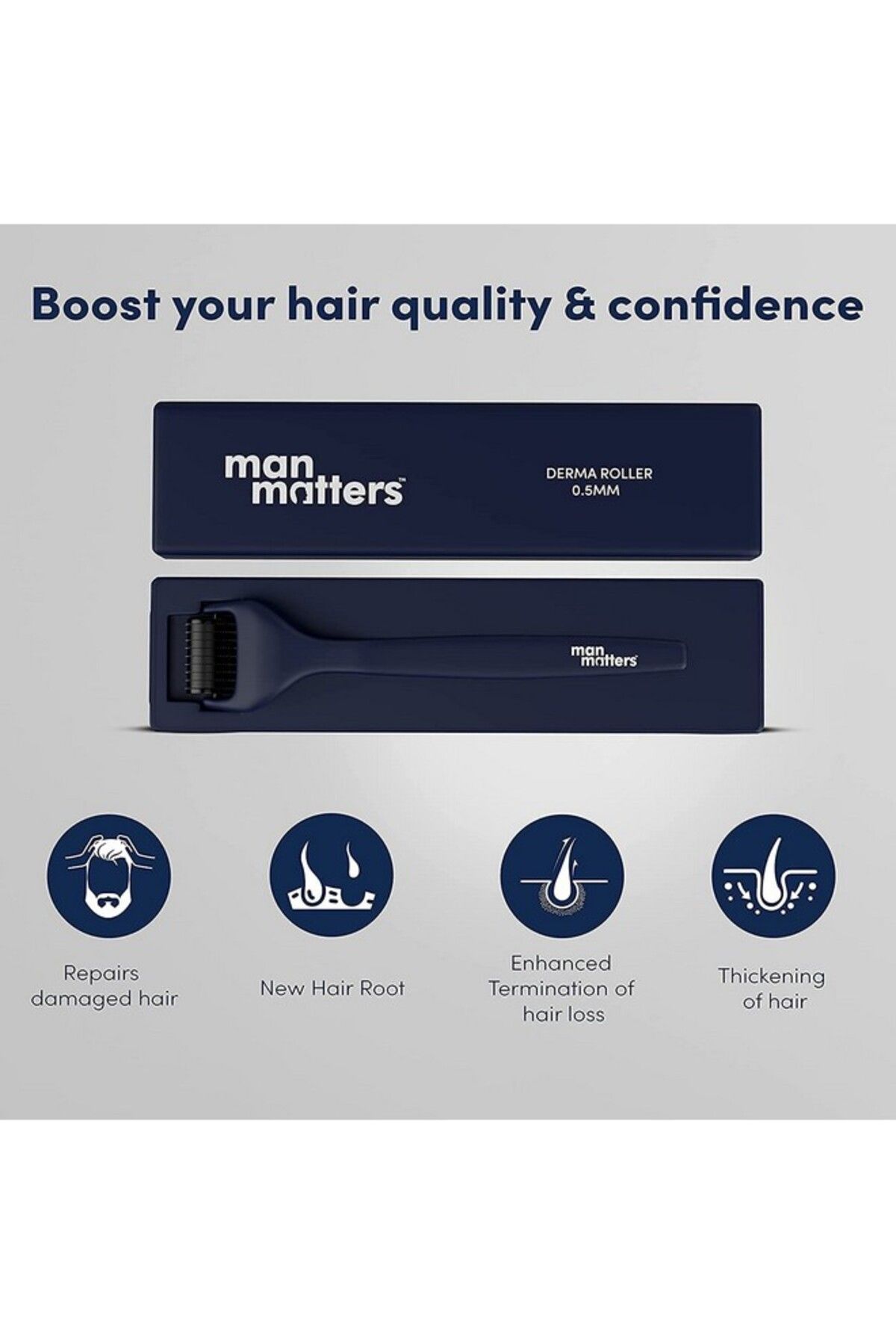 Man Matters-Advance Derma Roller For Men With Premium Design For Scalp & Beard, 540 Micro 0.5mm 3
