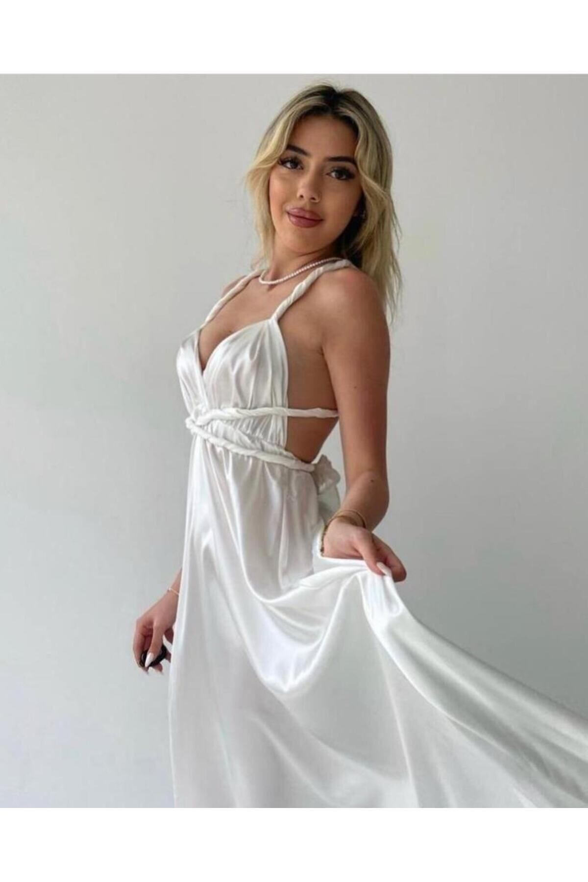 OlaLady-Bílé saténové šaty Marilyn Monroe 5