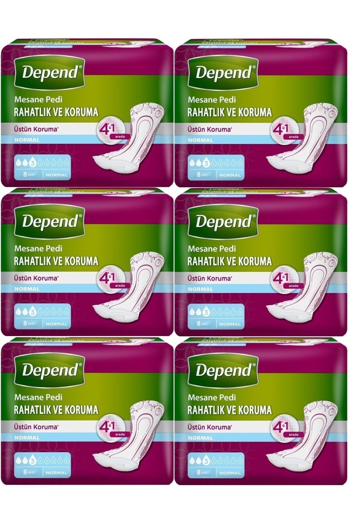 Depend STD Depend Mesane Pedi Normal Rahatlık ve Koruma 48 Adet (6PK*8) ( TEKLİDİR )
