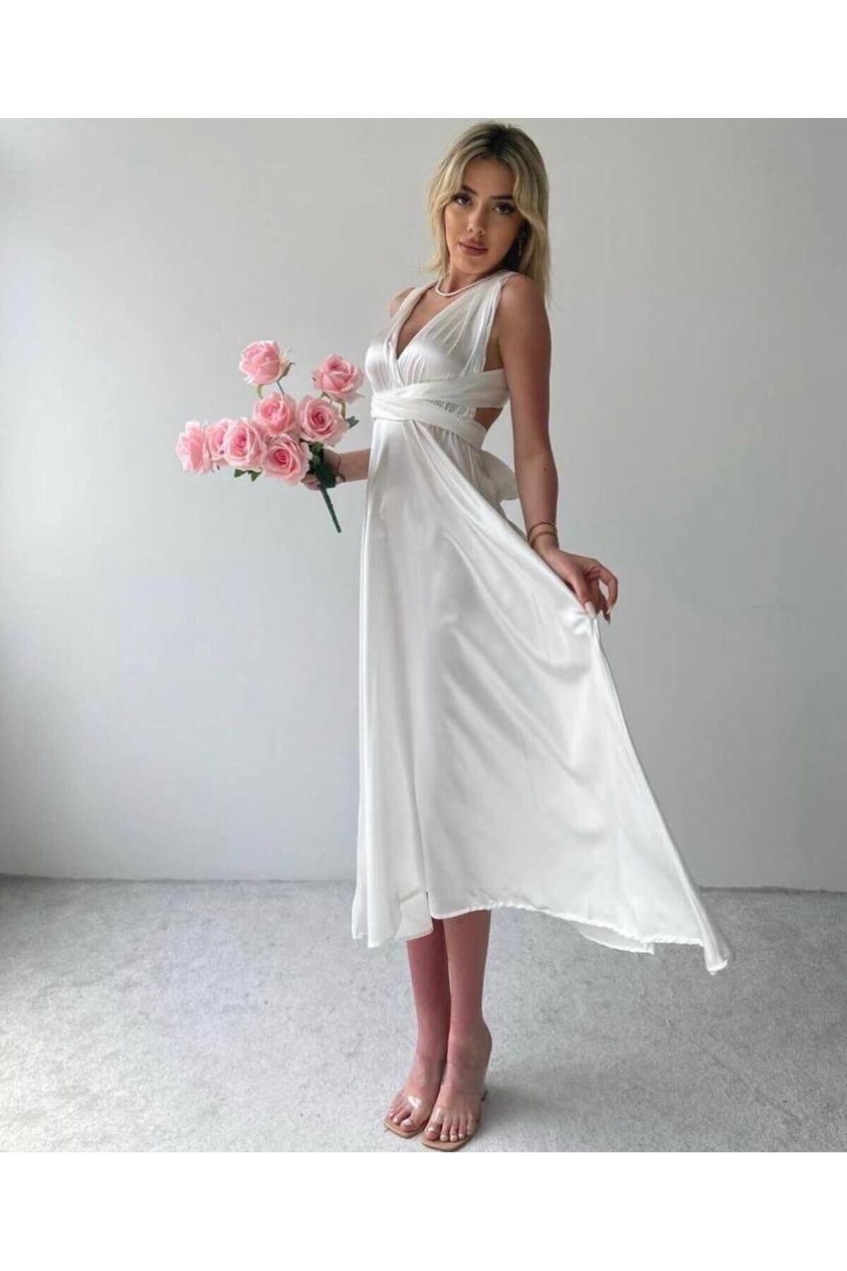 OlaLady-Bílé saténové šaty Marilyn Monroe 2