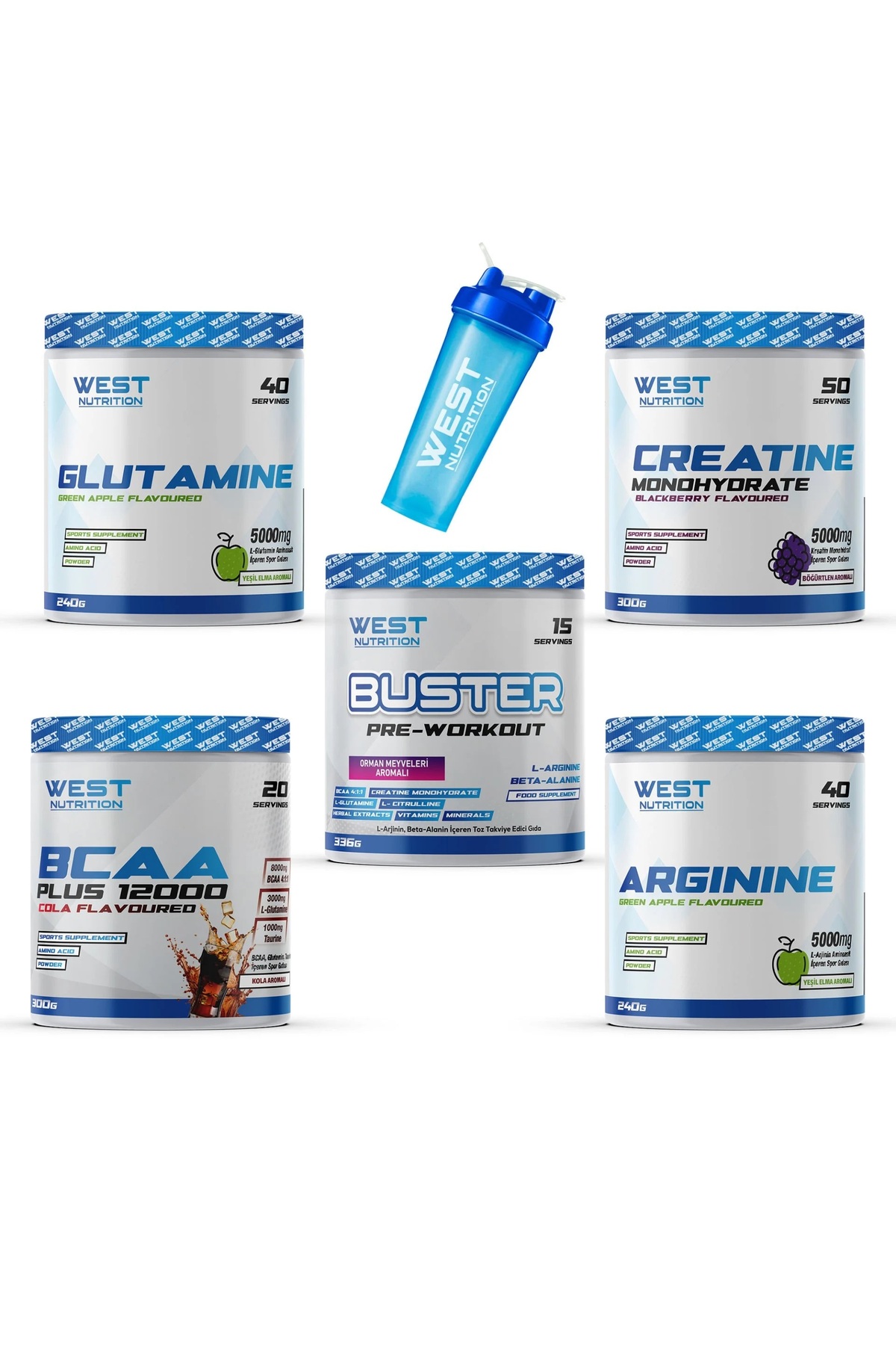 West Nutrition Bcaa Preworkout L-Arjinin L-Glutamin Kreatin Monohidrat Paketi