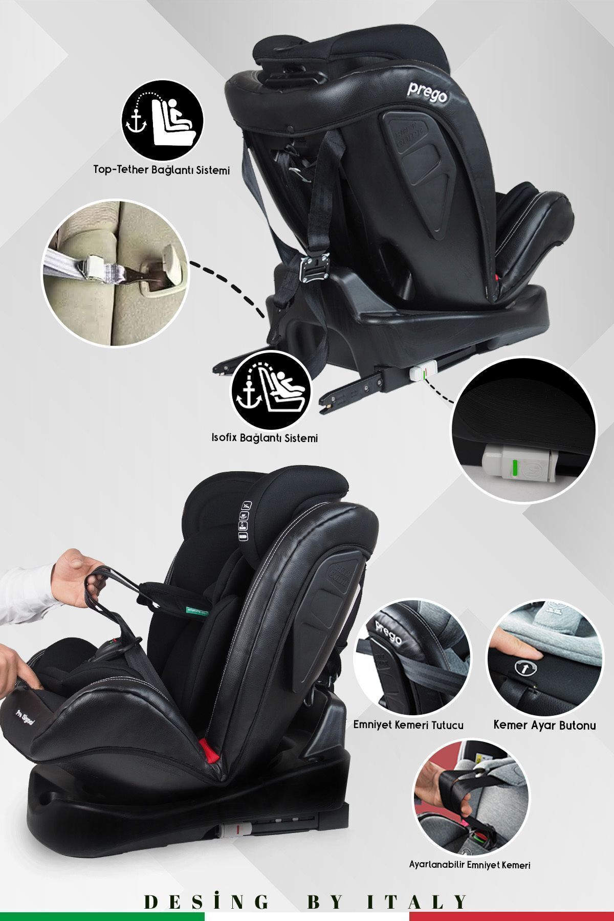 Prego Profix Pro Signal 360 Derece Dönebilen 0-36 Kg Isofixli Oto Koltuğu fotoğrafı 5 (önizleme)