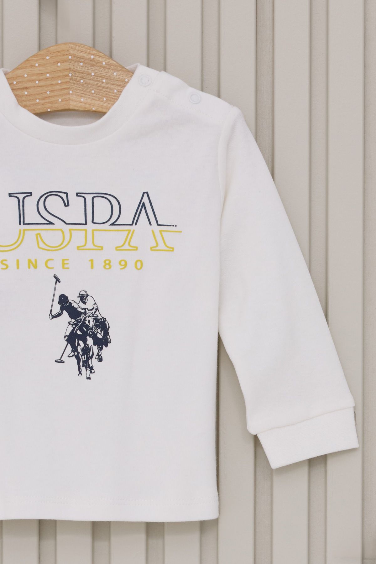 ست 2 تکه دقیق دکمه نوزاد پسر با مجوز U.S. Polo Assn.