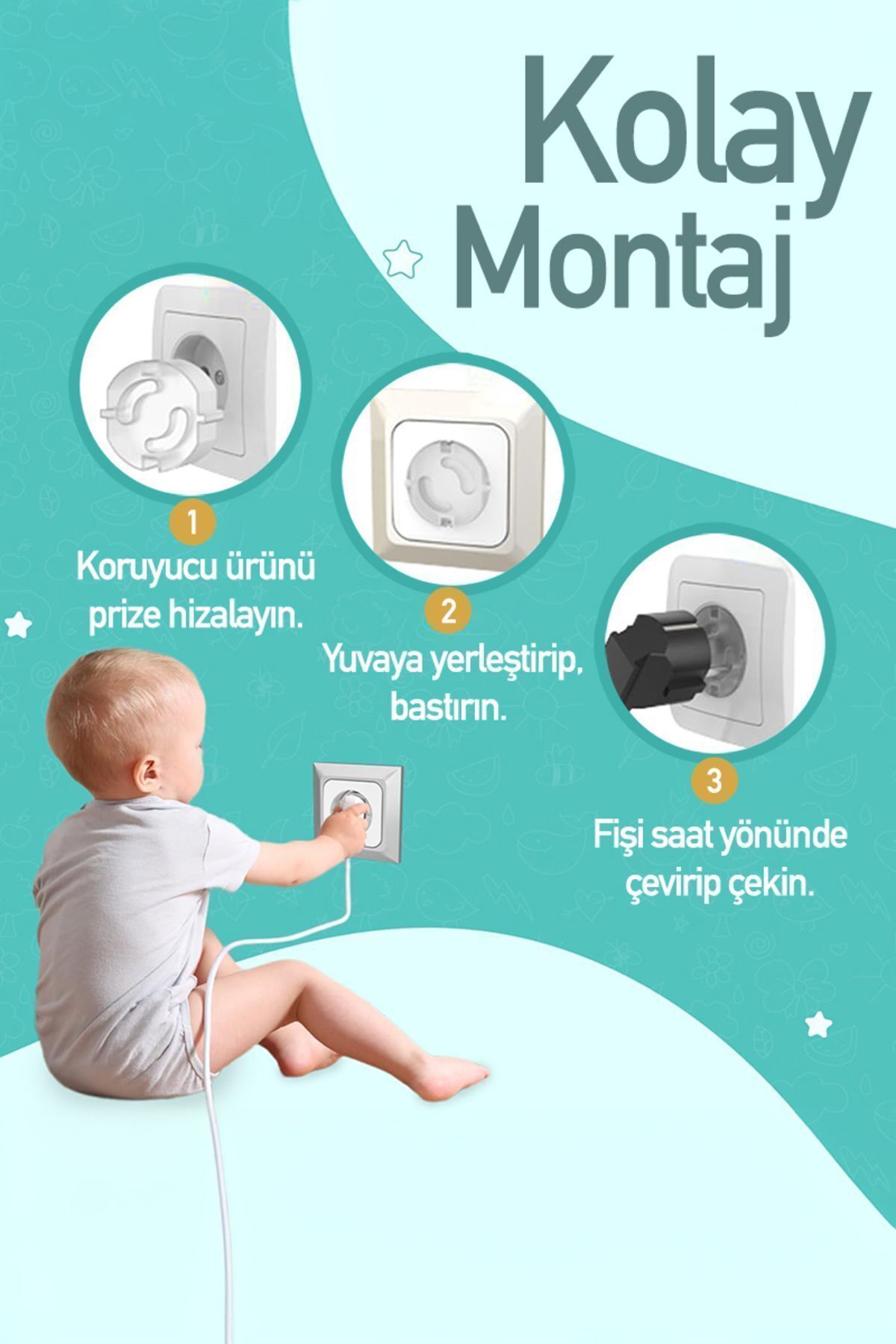 LOVEX Topraklı Elektrik Priz Koruyucu Şeffaf Elektirik Piriz Koruması Kapağı Bebek Koruma Emniyet Ürünleri fotoğrafı 4 (önizleme)