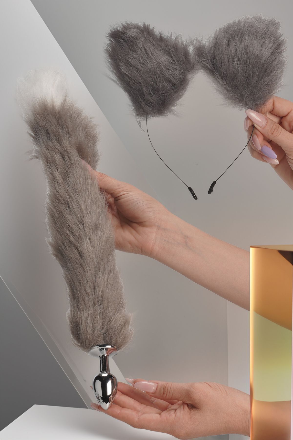 Fantazi Oyuncakları & Fantazi Vücut Aksesuarı 45cm Metal Anal Plug Tilki Kuyruğu Anal Seks Oyuncağı