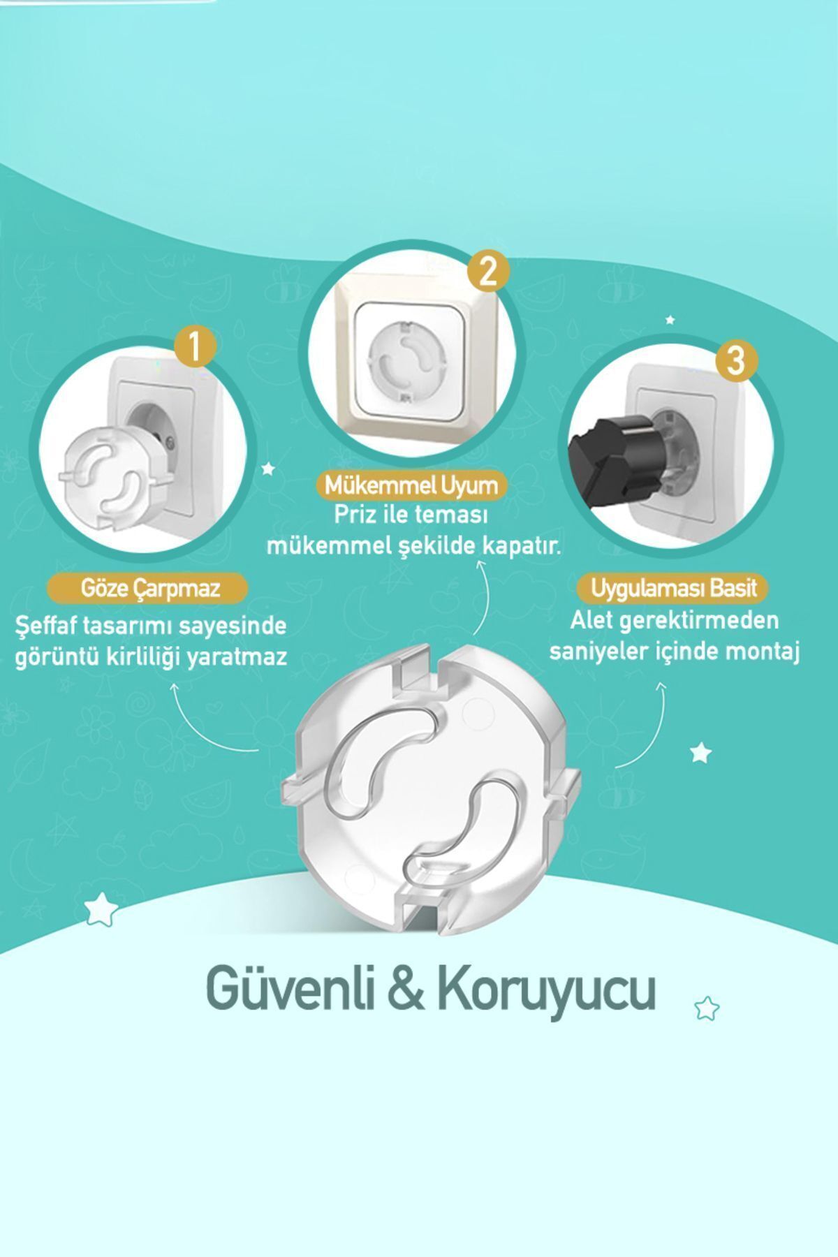 LOVEX Topraklı Elektrik Priz Koruyucu Şeffaf Elektirik Piriz Koruması Kapağı Bebek Koruma Emniyet Ürünleri fotoğrafı 3 (önizleme)