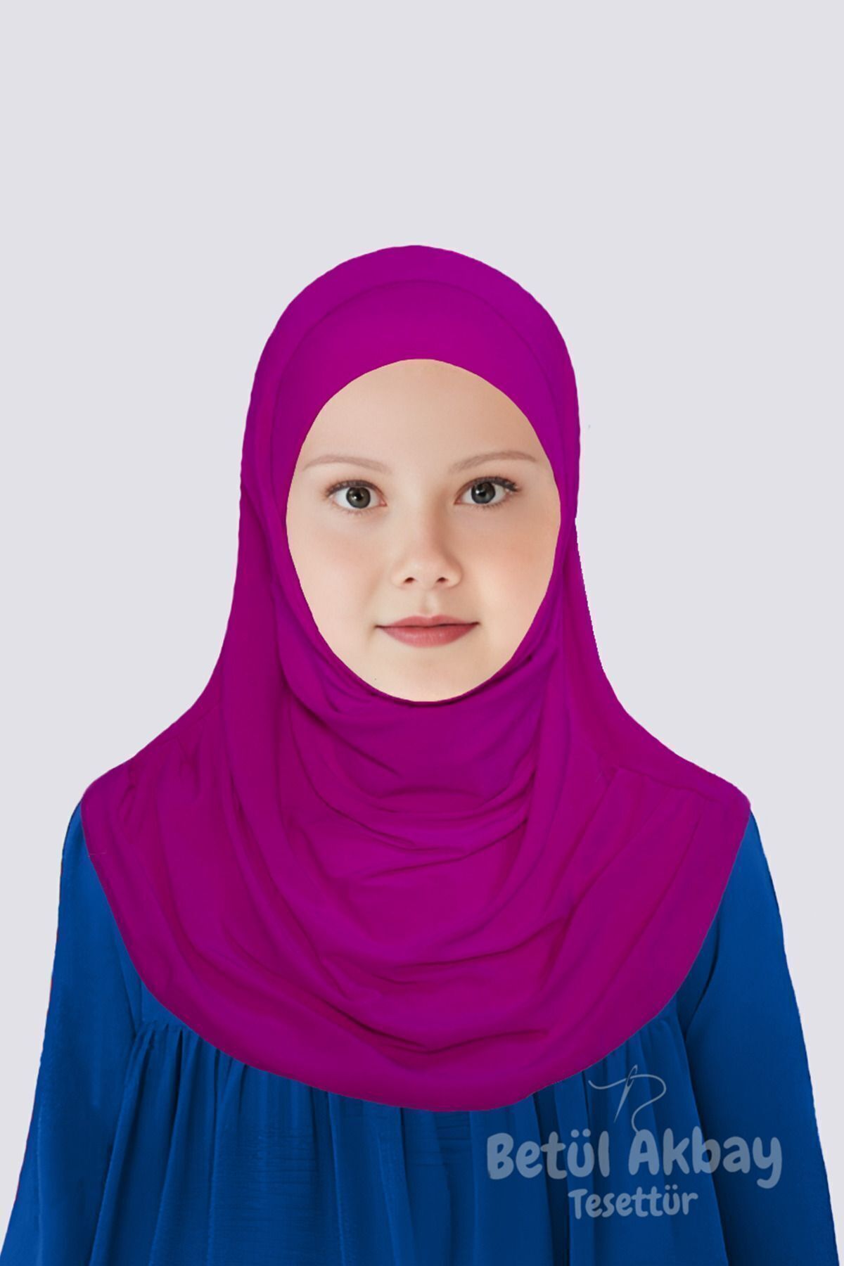 Girls Practical Headscarf Cotton Mary Model Damson