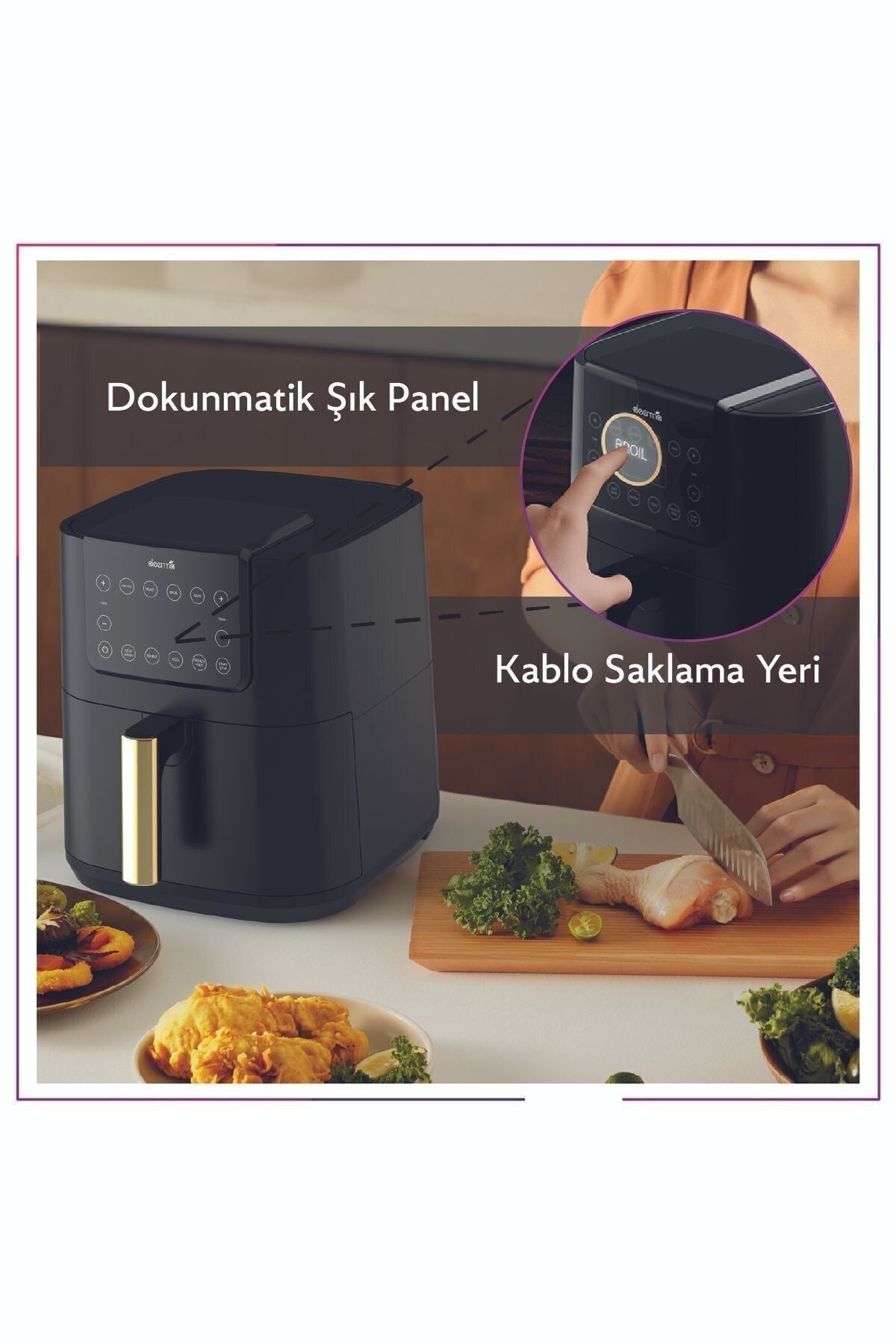 Deerma Air Fryer XXL 7.5 LT Sıcak Hava Fritözü KZ120 Deerma Türkiye Garantili