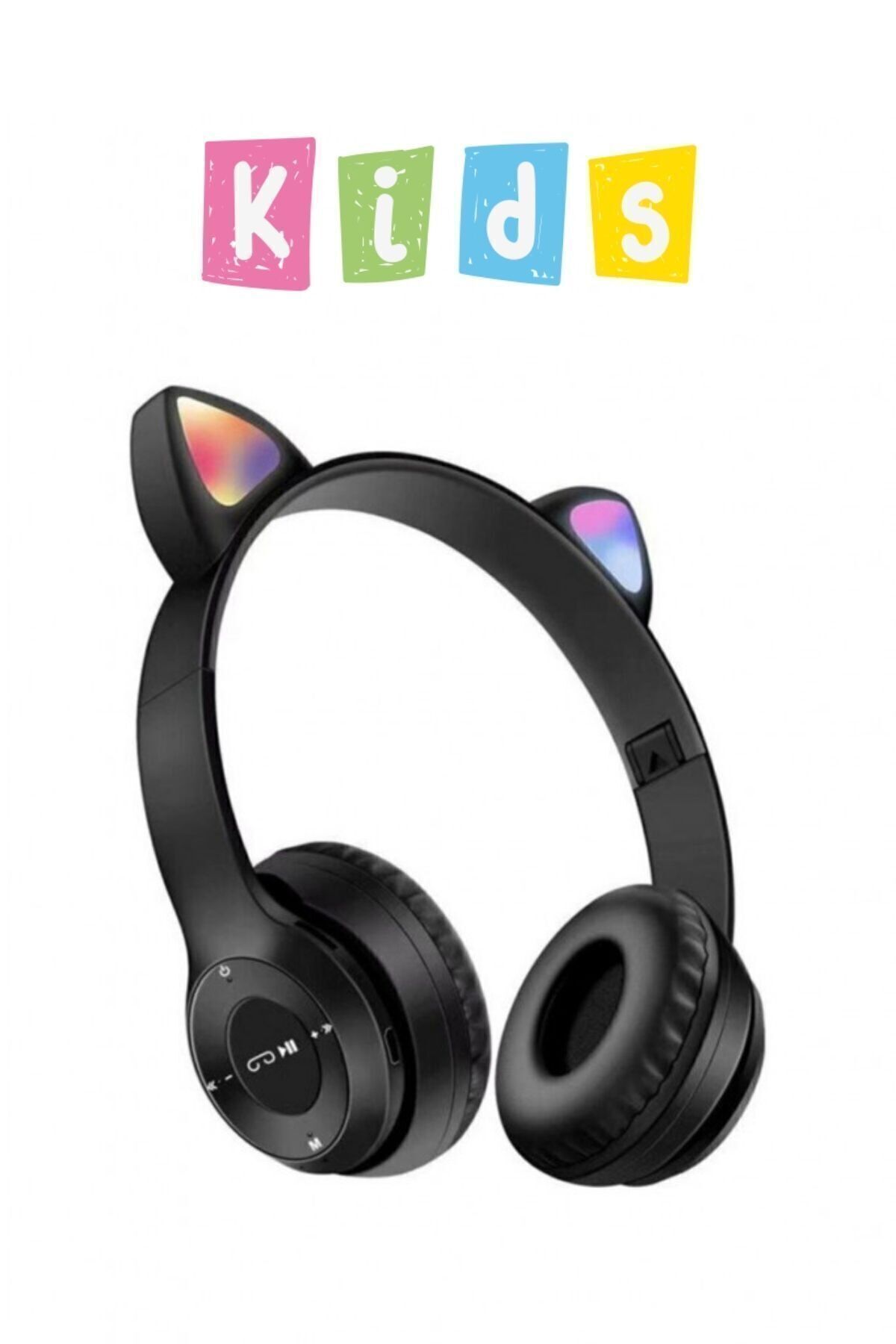 Kız Çocuklar Için Kedi Kulaklı Işıklı Mikrofonlu Kablosuz Bluetooth Kedili Çocuk Kulaklık
