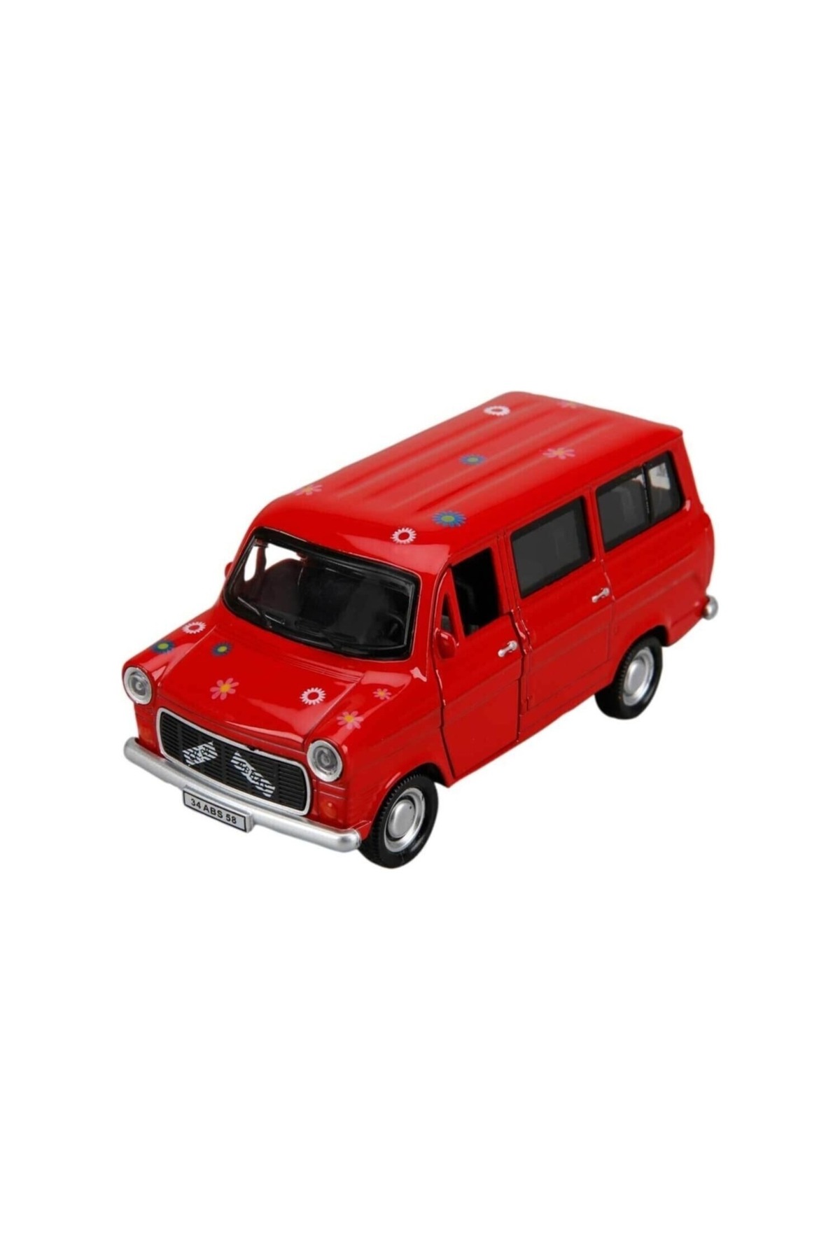 berattoys sesli ışıklı metal çiçek abbas minibüs 1,36 ölçek çek bırak oyuncak metal araba model araç