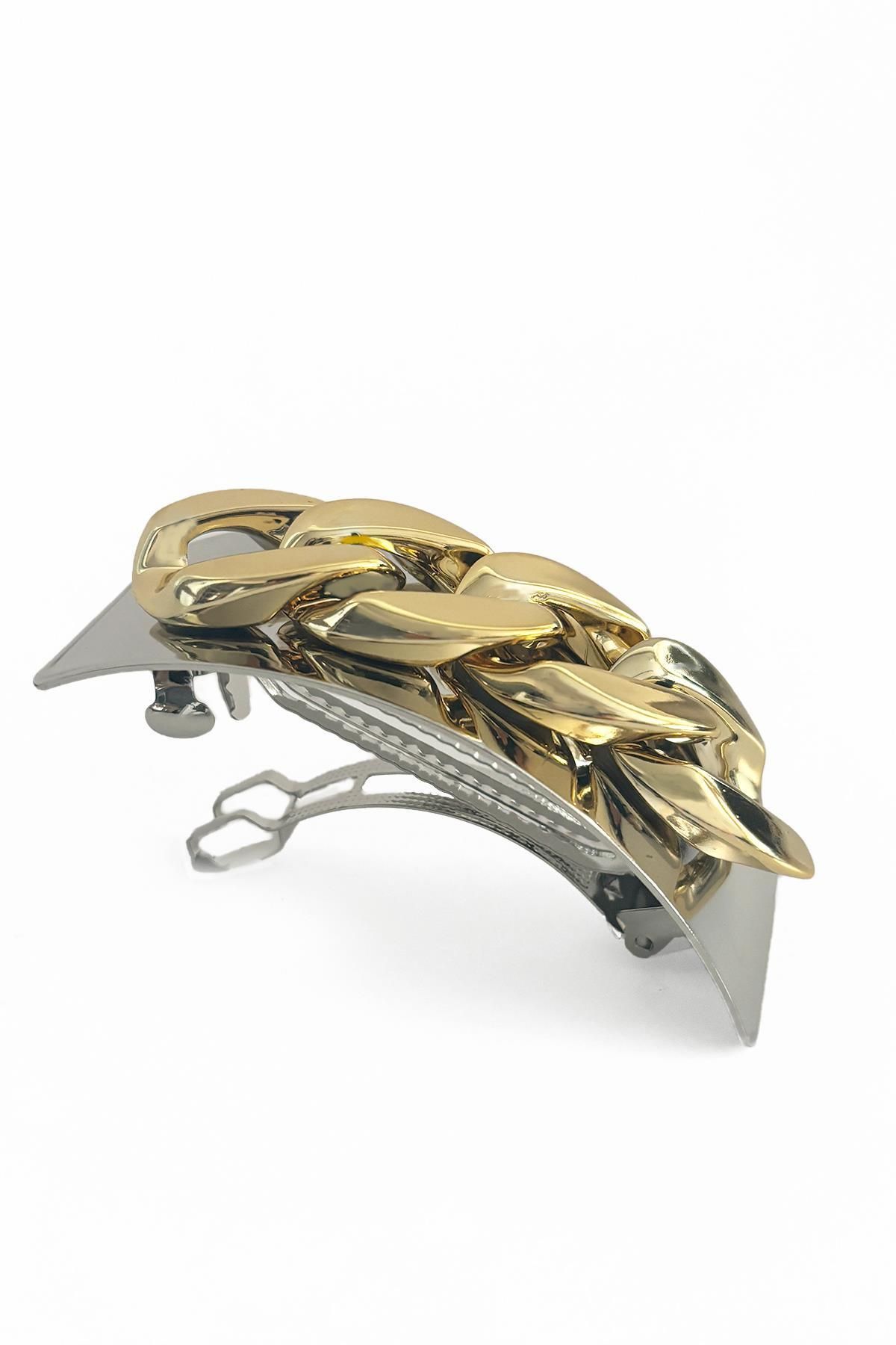New Obsessions-Glossy Metal Chain Royale Automatic Hair Clip 4