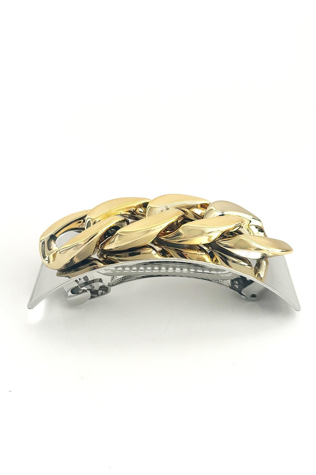 New Obsessions-Glossy Metal Chain Royale Automatic Hair Clip 2